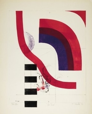 Peter Schnatz, 1940 Ebringen-2004 Mannheim, Rotes Band, Farblithographie von 1968, sign. und dat., betitelt, num. 13/20, ca. 60x50cm, u.Gl., R. ca. ...