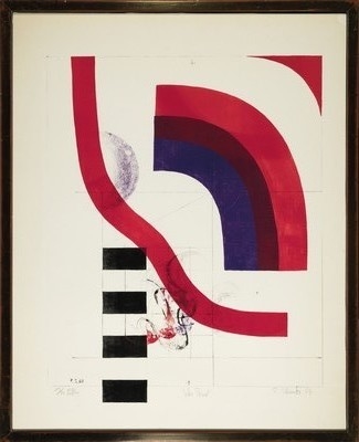 Detail k: Peter Schnatz, 1940 Ebringen-2004 Mannheim, Rotes Band, Farblithographie von 1968, sign. und dat., betitelt, num. 13/20, ca. 60x50cm, u.Gl., R. ca. ...