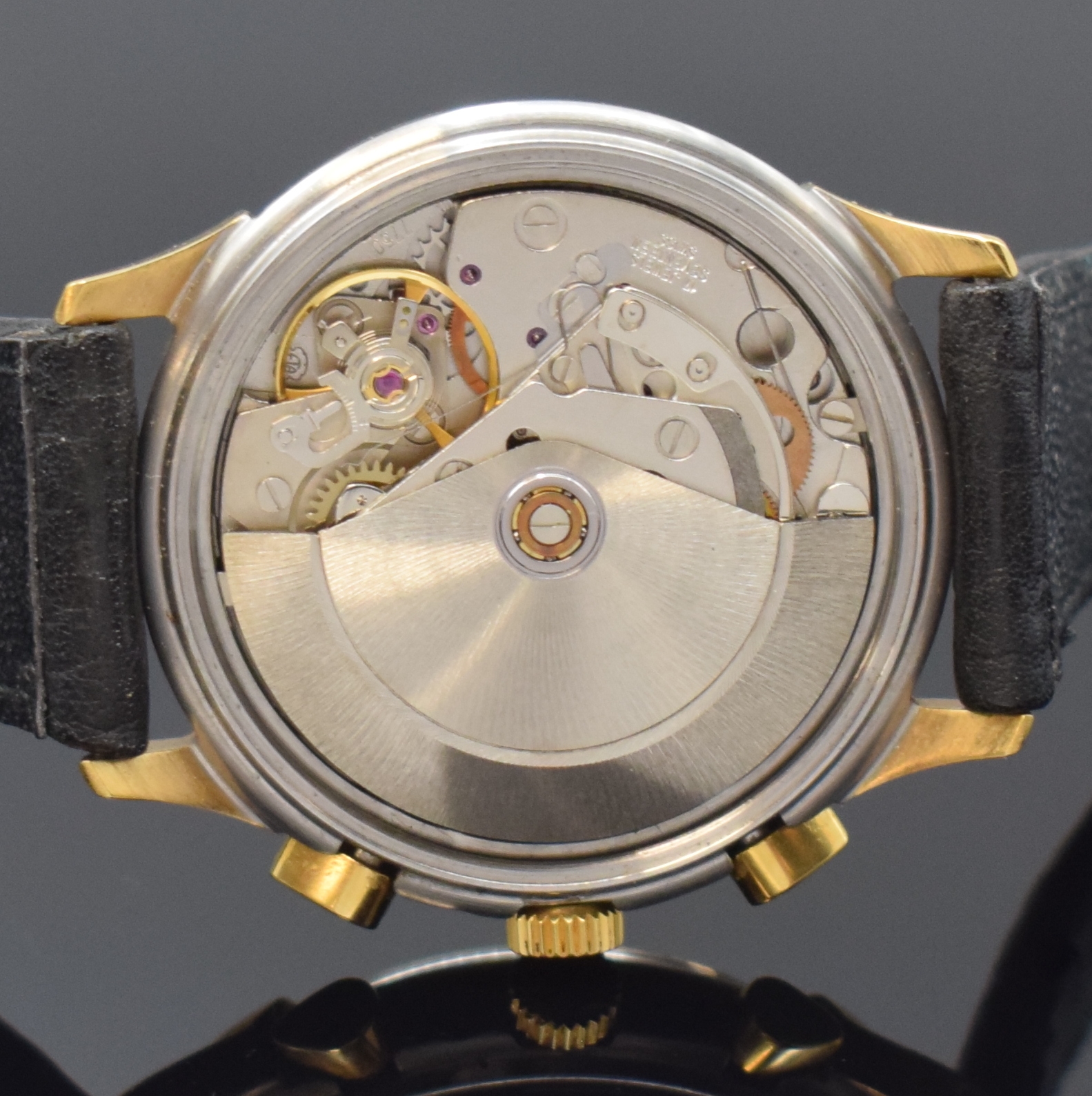 Detail e: BERNEY Armbandchronograph mit Datum und Mondphase, Schweiz um 1990, z. T. verg. Edelstahlgeh., Boden verschr., silb. Zifferbl. z. T. guill., ...