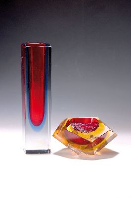 Image 26888117 - Aschenbecher und Ziervase Sommerso, Murano, Italien, 2.Hälfte 20.Jh., farbloses ...