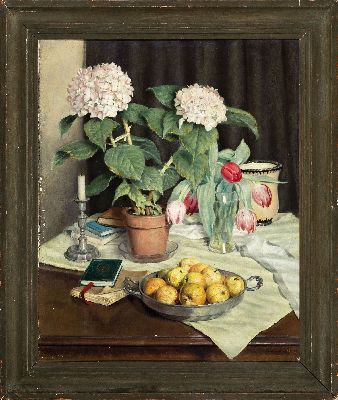 26888121k - Hildegard Glade, 1885-1947, großes Stillleben in neusachlichem Duktus, mit ...