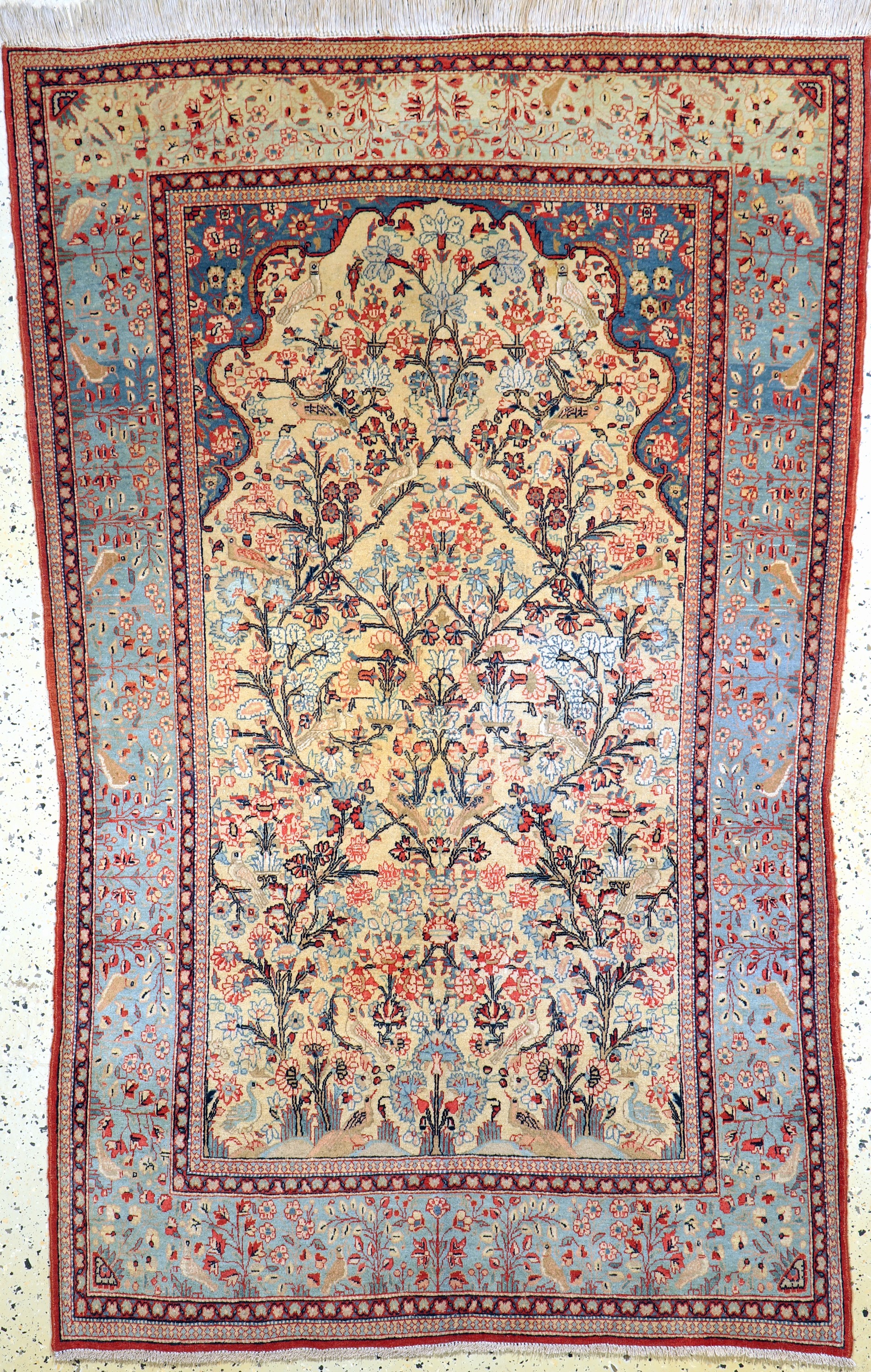 Keschan"Mohtascham"antik, Persien, um 1900,Wolle auf Baumwolle, ca. 207 x 136 cm, EHZ: 2,(Fransen erneuert)