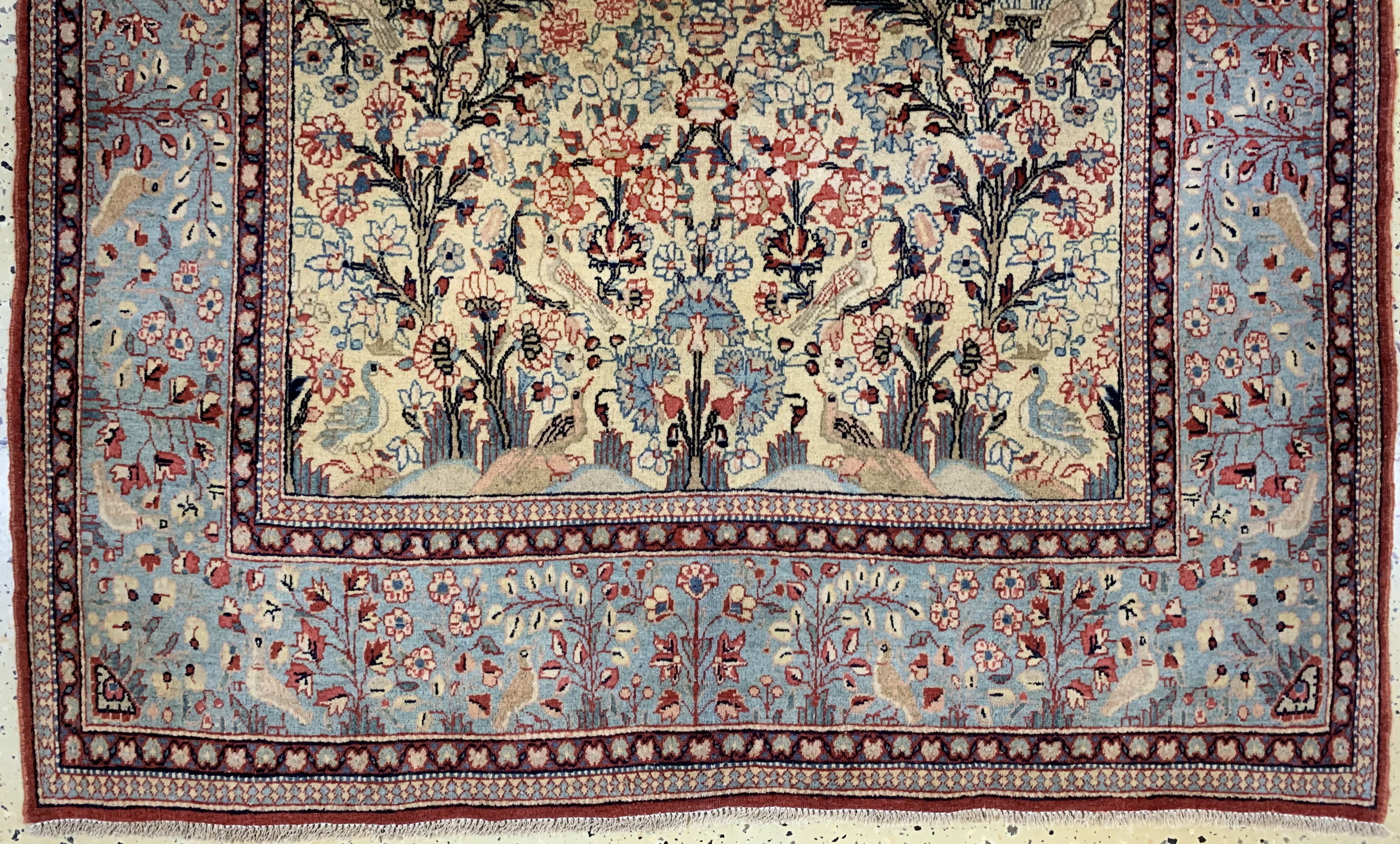 Detail c: Keschan"Mohtascham"antik, Persien, um 1900,Wolle auf Baumwolle, ca. 207 x 136 cm, EHZ: 2,(Fransen erneuert)