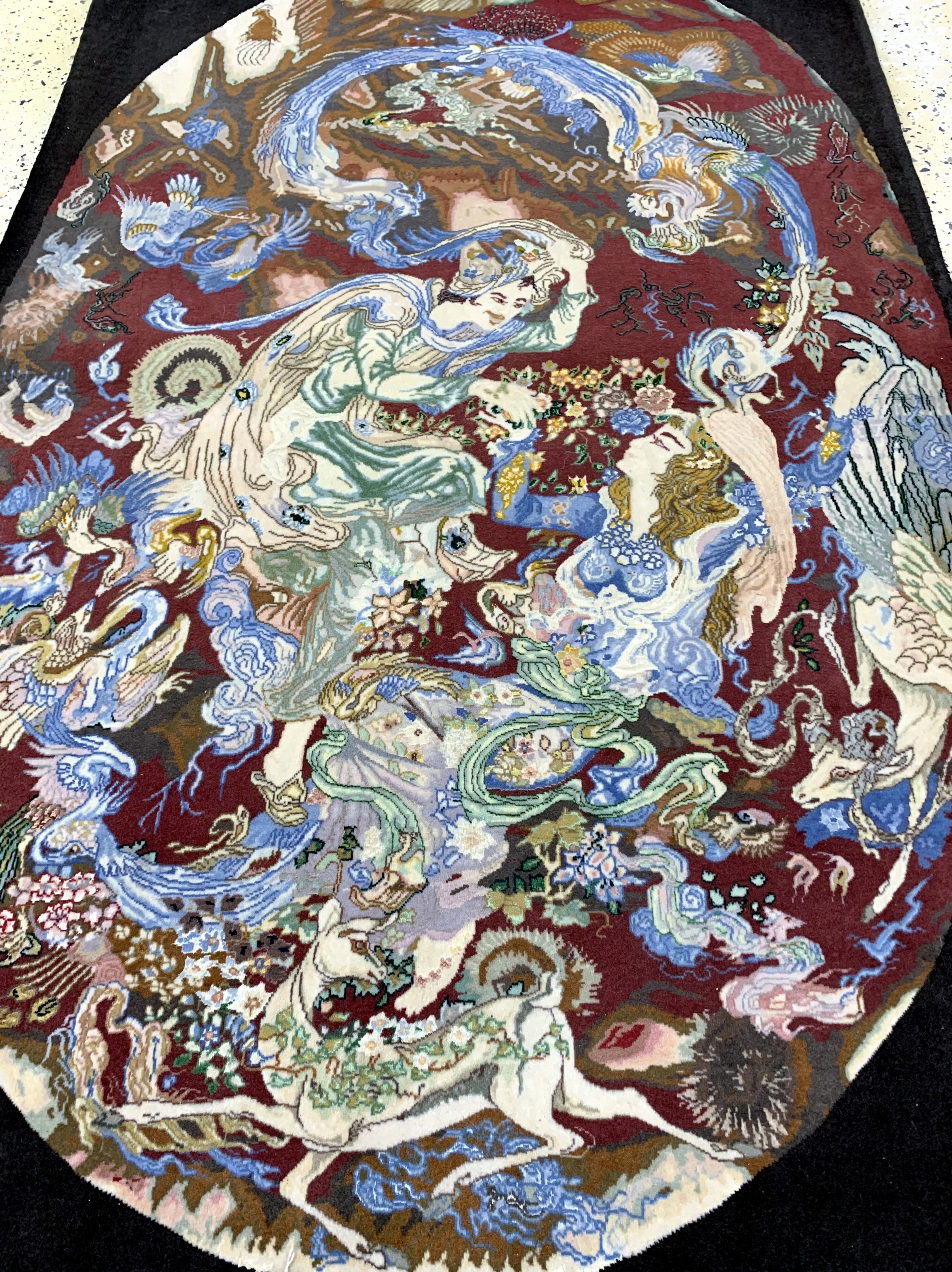 Detail d: Täbriz fein(50 Raj), Persien, Ende 20.Jhd, Korkwolle mit und auf Seide, ca. 155 x 103 cm,minimale Mottenfraß, EHZ: 2