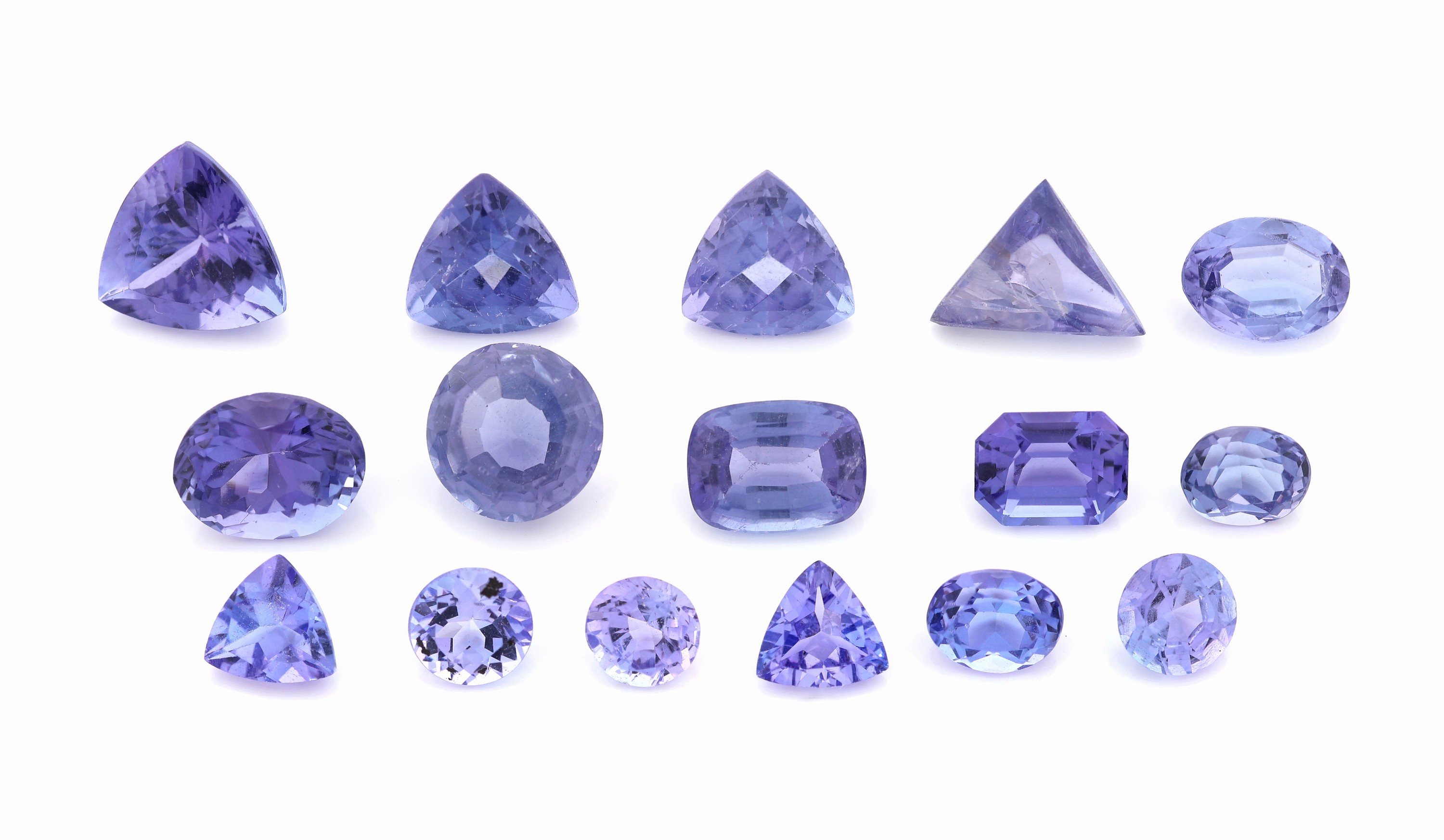 Lot lose Tansanite, zus. ca. 13 ct, versch. Schliffformen, Größen und Farbnuancen, Ausfassware