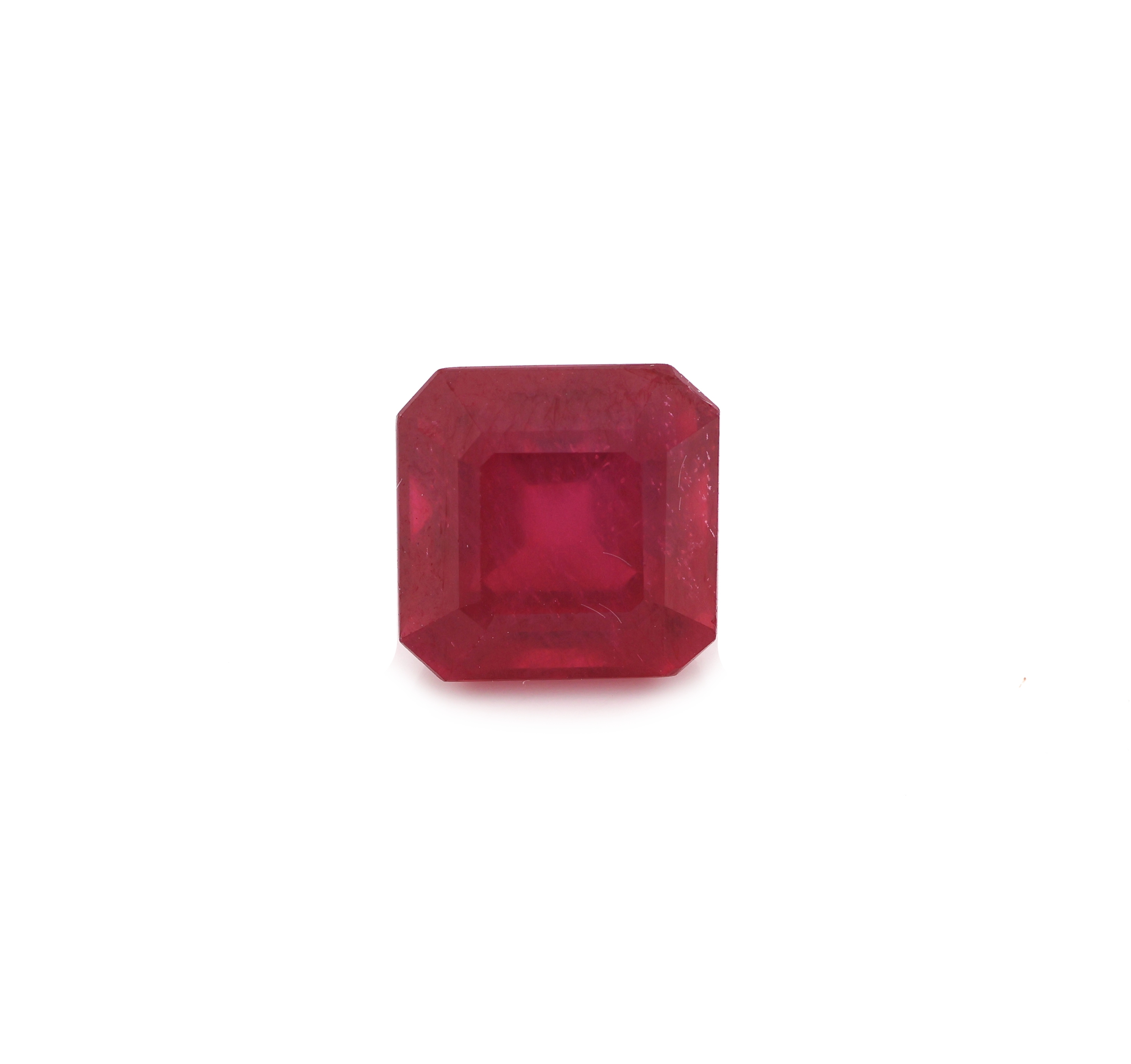 Loser Rubin, ca. 5.8 ct, oktogonaler Treppenschliff, beh., Ausfassware, ca. 9 x 9 x7.2 mm