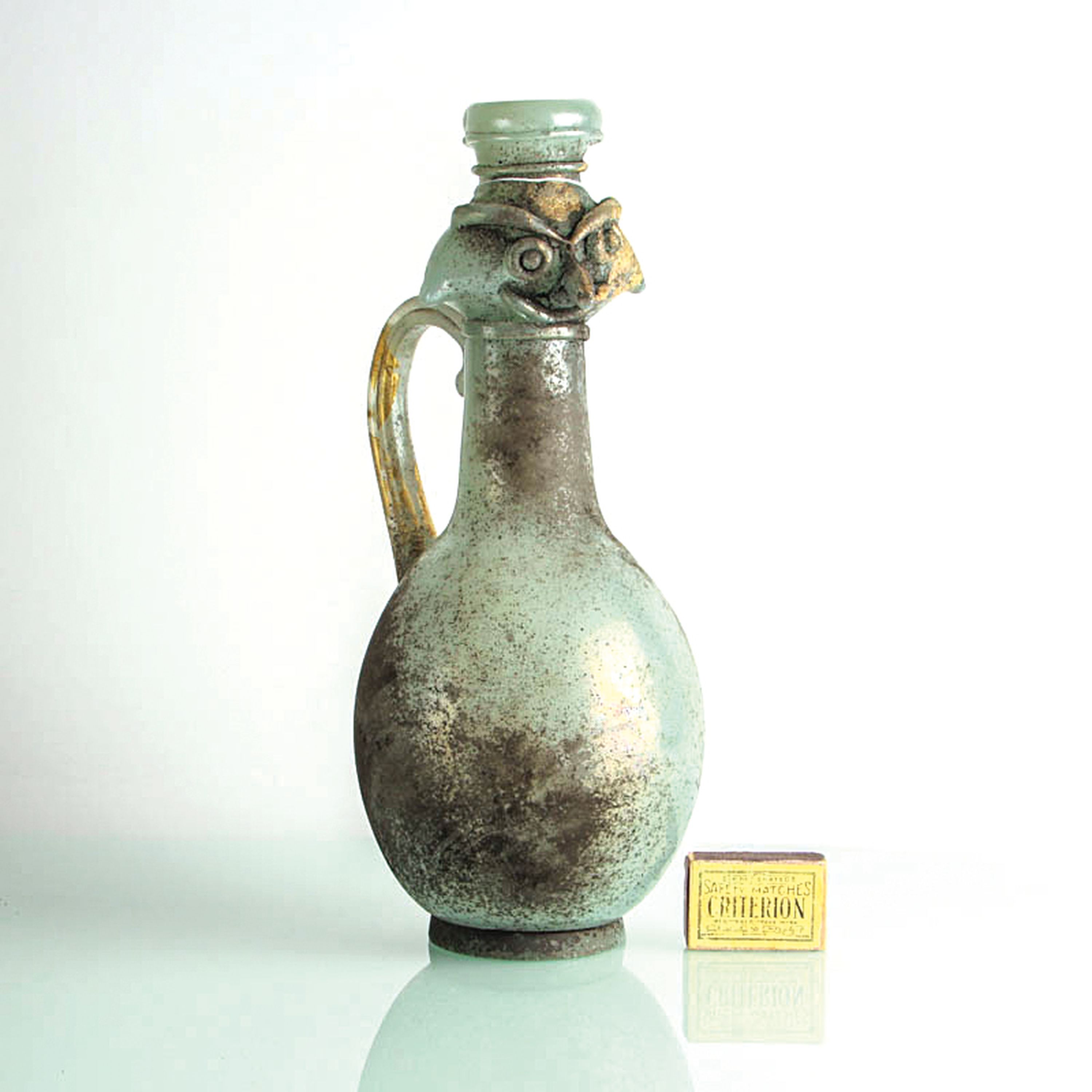 Detail a: Grotesken-Krug in Vetro a scavo-Technik, Ermanno Nason für Cenedese, Murano, Italien, 1963-72, türkisfarbenes Glas in Vetro a scavo-Technik, ...
