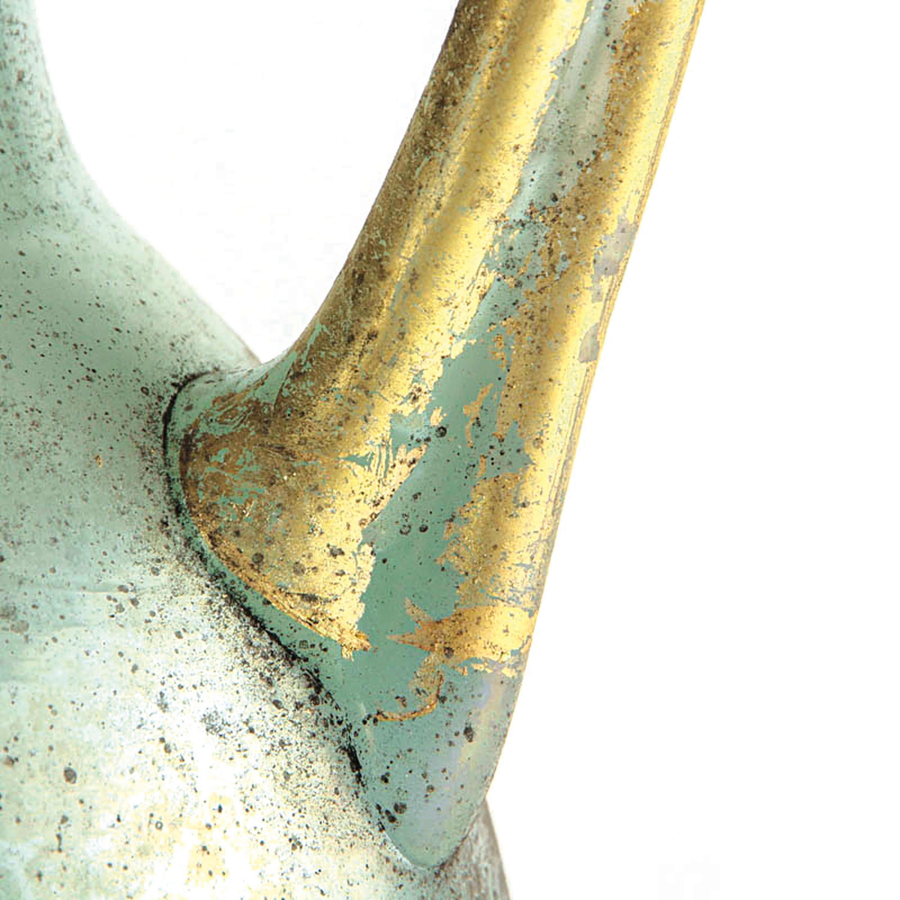 Detail e: Grotesken-Krug in Vetro a scavo-Technik, Ermanno Nason für Cenedese, Murano, Italien, 1963-72, türkisfarbenes Glas in Vetro a scavo-Technik, ...