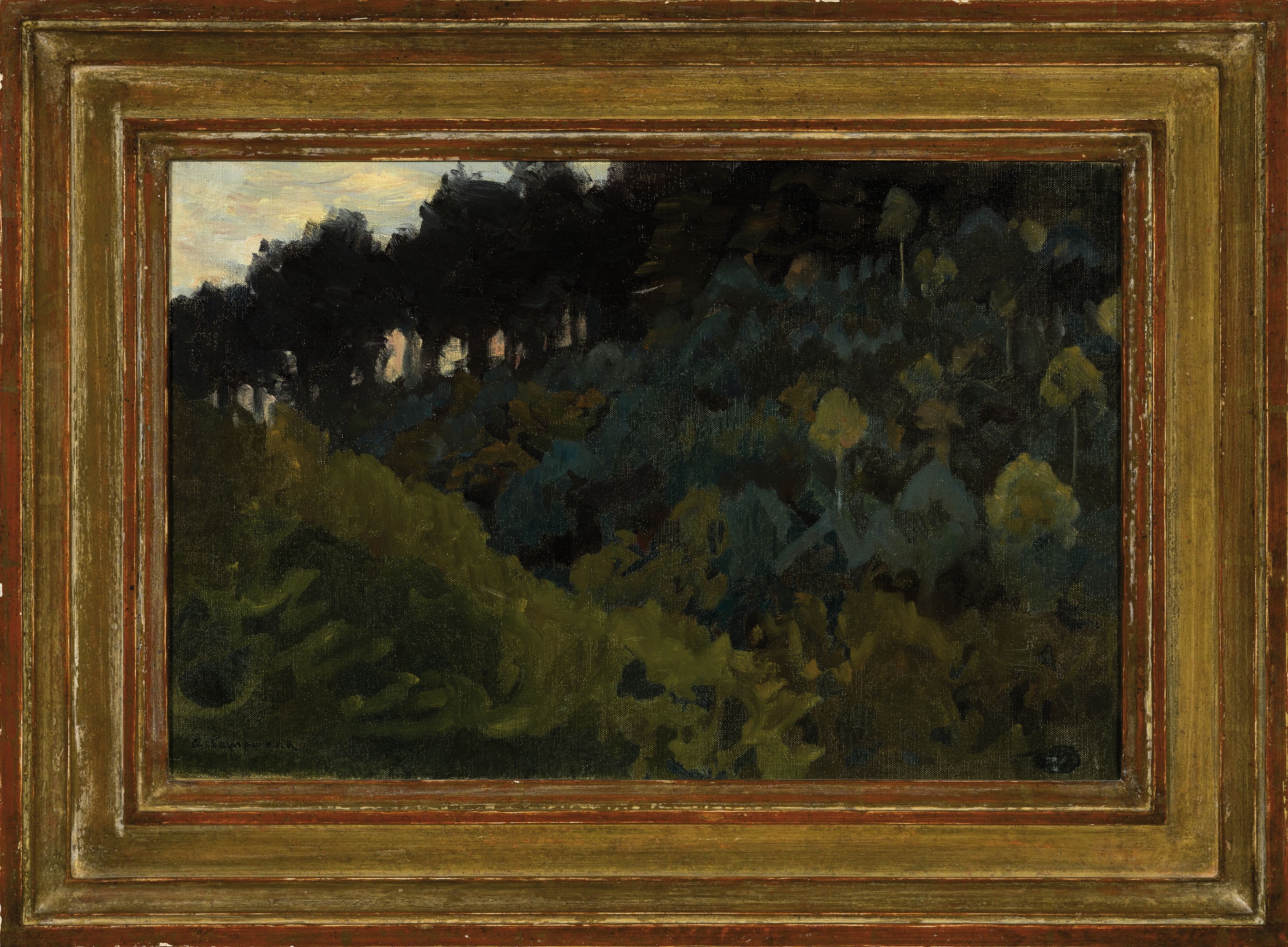 Detail k: Gustav Kampmann, 1859 Boppard-1917 Bad Godesberg, Bärenthal, rückseitig so betitelt und dat. 1910, Öl/Lwd, links unten sign., ca. 28.5x43cm, R. ...