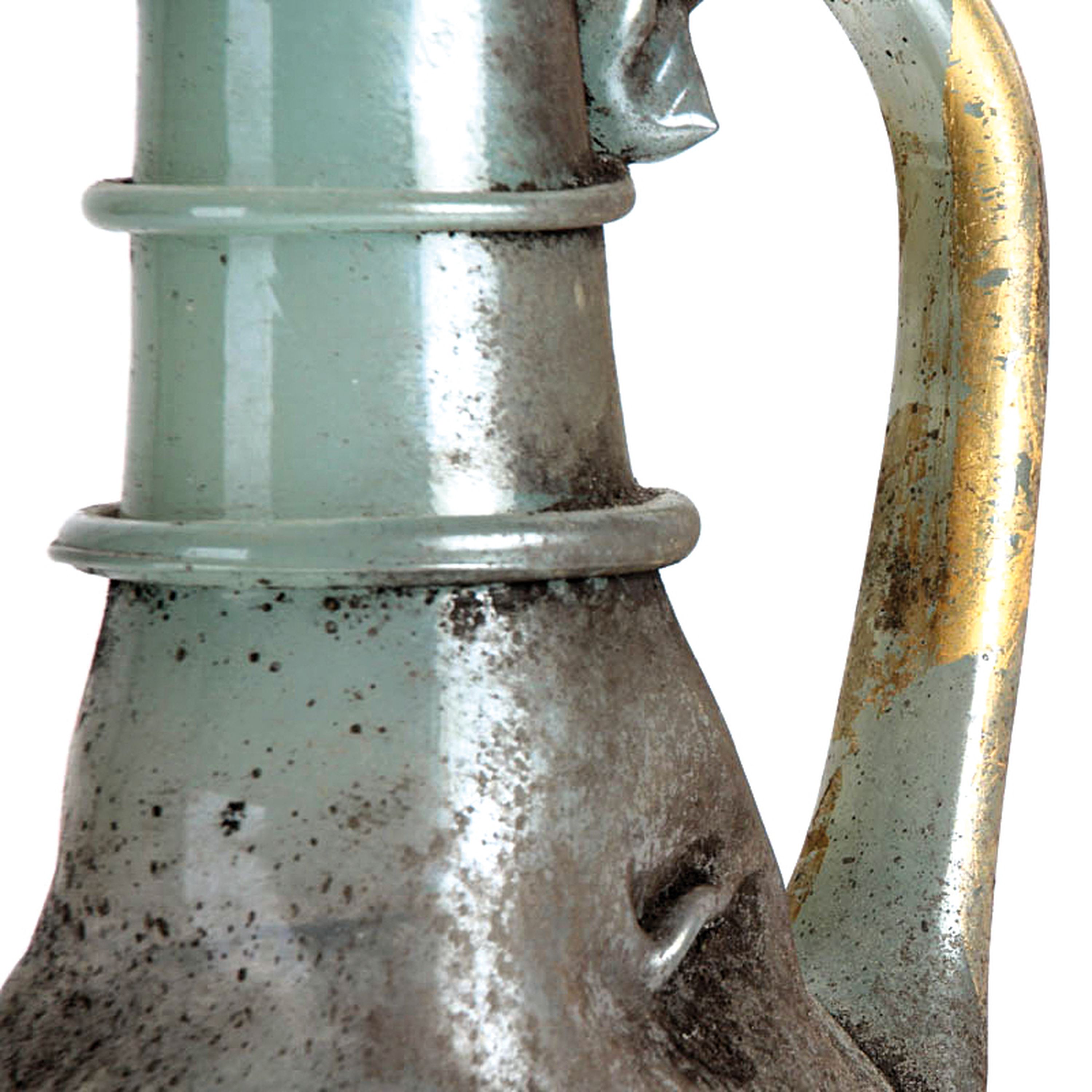 Detail b: Grotesken-Krug in Vetro a scavo-Technik, Ermanno Nason für Cenedese, Murano, Italien, 1963-72, türkisfarbenes Glas in Vetro a scavo-Technik, ...