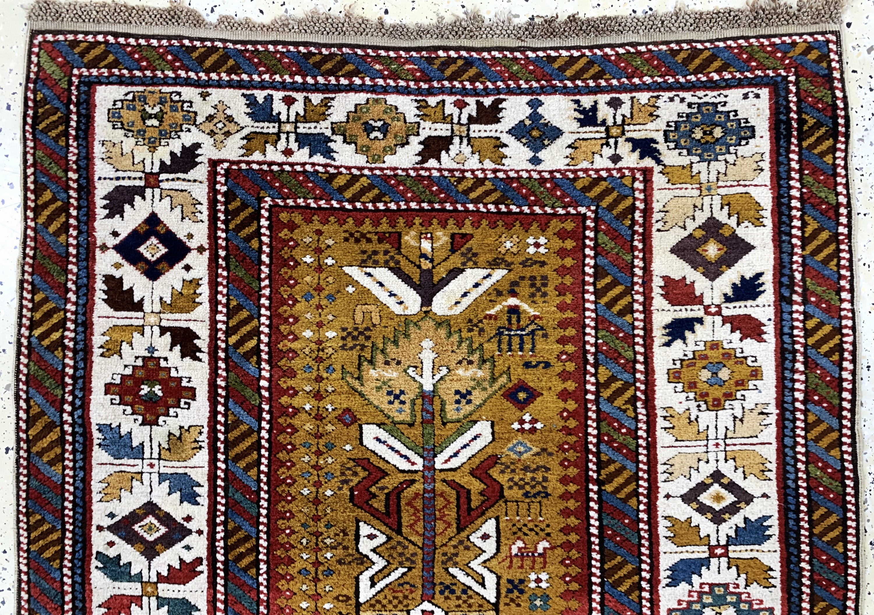 Detail a: "Kuba-Schirwan"antik, Kaukasus, 19.Jhd, Wolle auf Wolle, ca. 205 x 110 cm, EHZ: 2