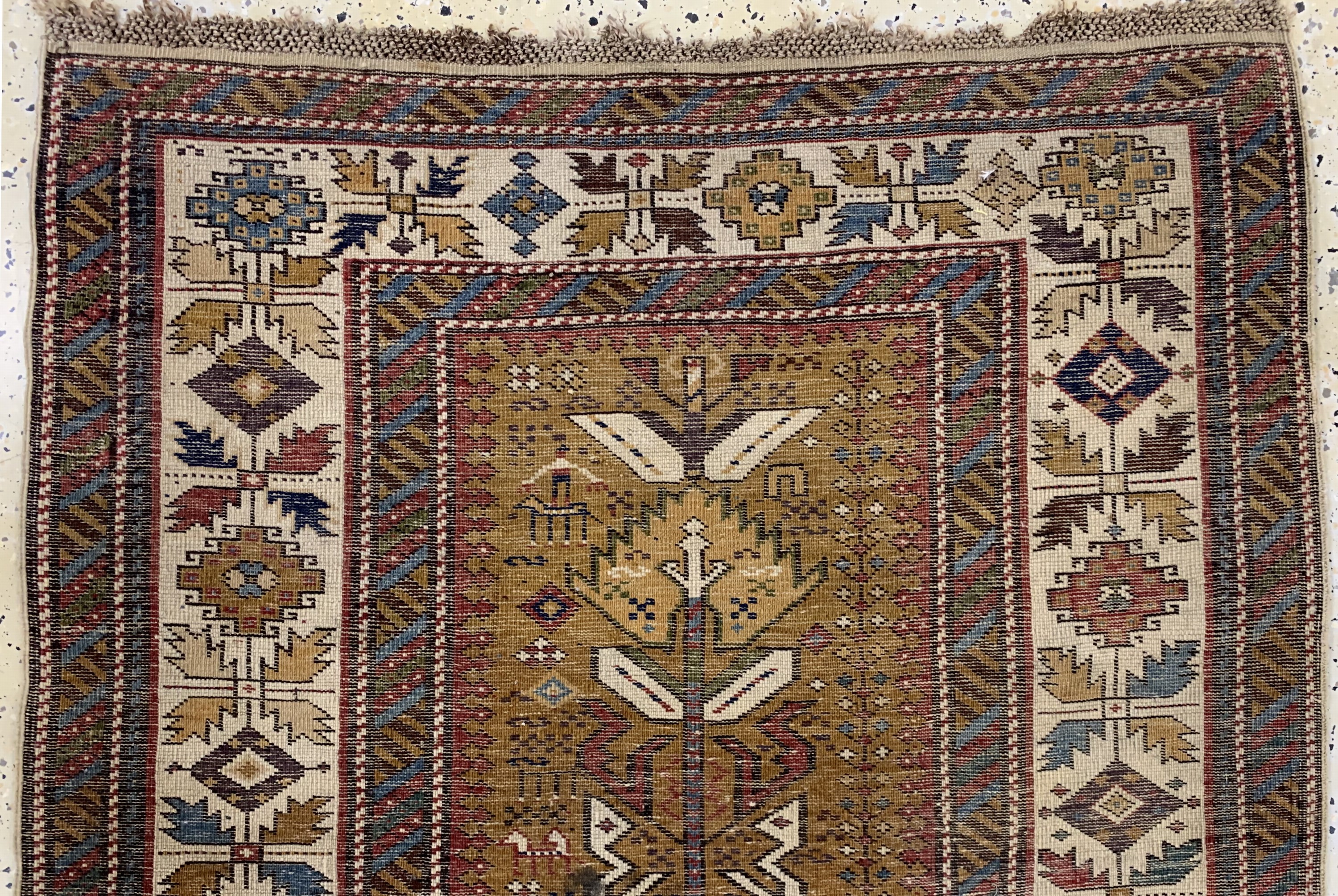 Detail e: "Kuba-Schirwan"antik, Kaukasus, 19.Jhd, Wolle auf Wolle, ca. 205 x 110 cm, EHZ: 2