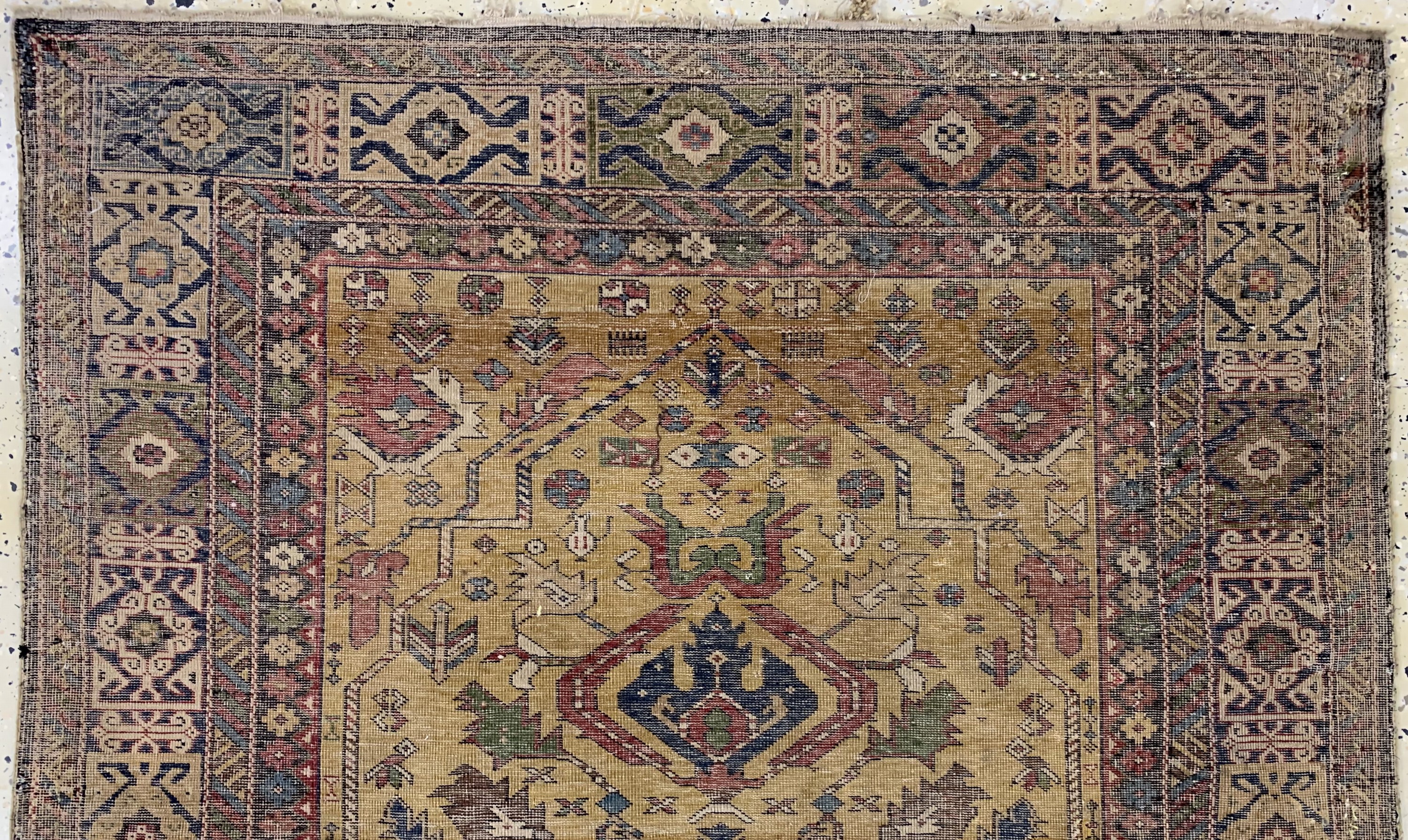 Detail d: "Schirwan"Kazak antik, Kaukasus, 19.Jhd, Wolle auf Wolle, ca. 138 x 112 cm, EHZ: 3, (kleine restaurierungen).