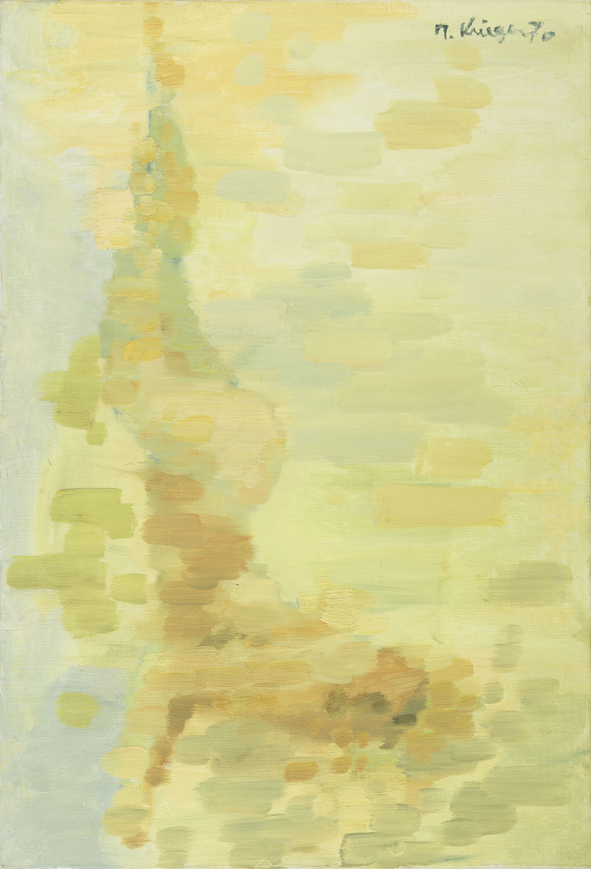 Michel Krieger, geb. 1944, Nue dans un reve jaune, Öl/Lwd, links oben sig. und dat. 70, ca. 30x50cm, R. ca. 43x60cm