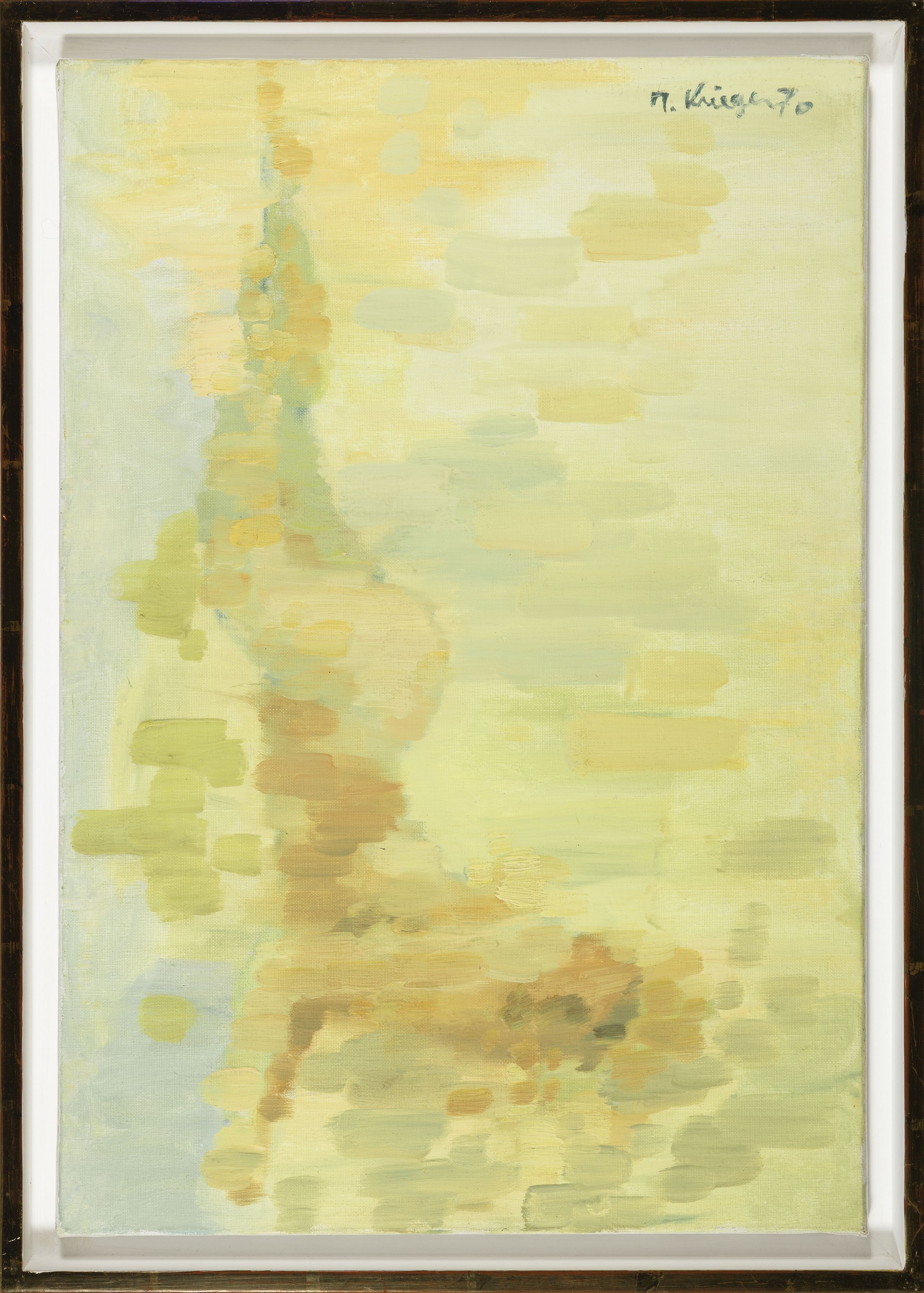Detail k: Michel Krieger, geb. 1944, Nue dans un reve jaune, Öl/Lwd, links oben sig. und dat. 70, ca. 30x50cm, R. ca. 43x60cm