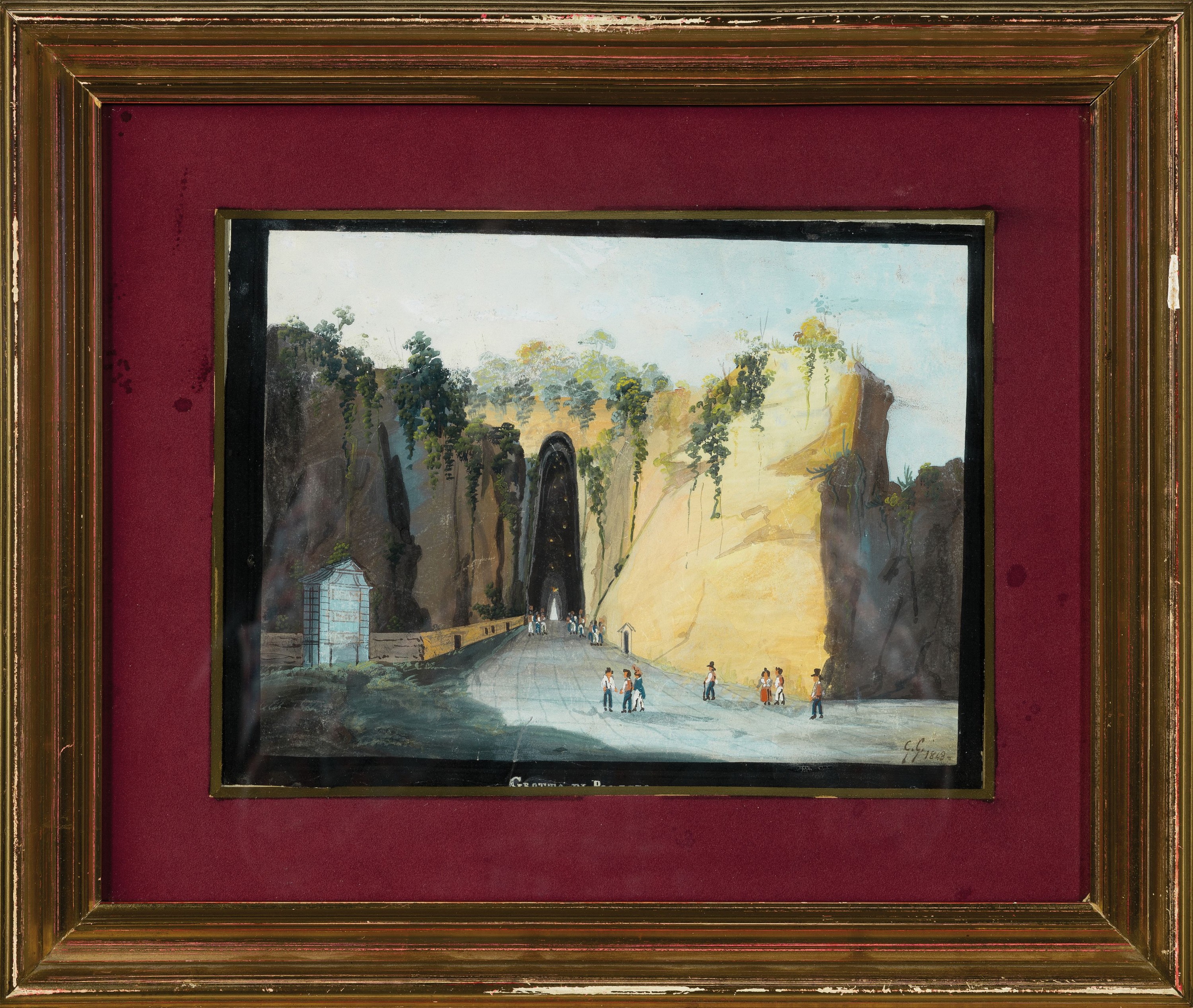 Detail m: Guglilmo Giusti, 1824 Neapel-1916, 3 Zeichnungen, Tempera auf Malkarton, Ansichten aus Neapel und Umgebung, "Napoli da Posilipo" monogr. u. ...