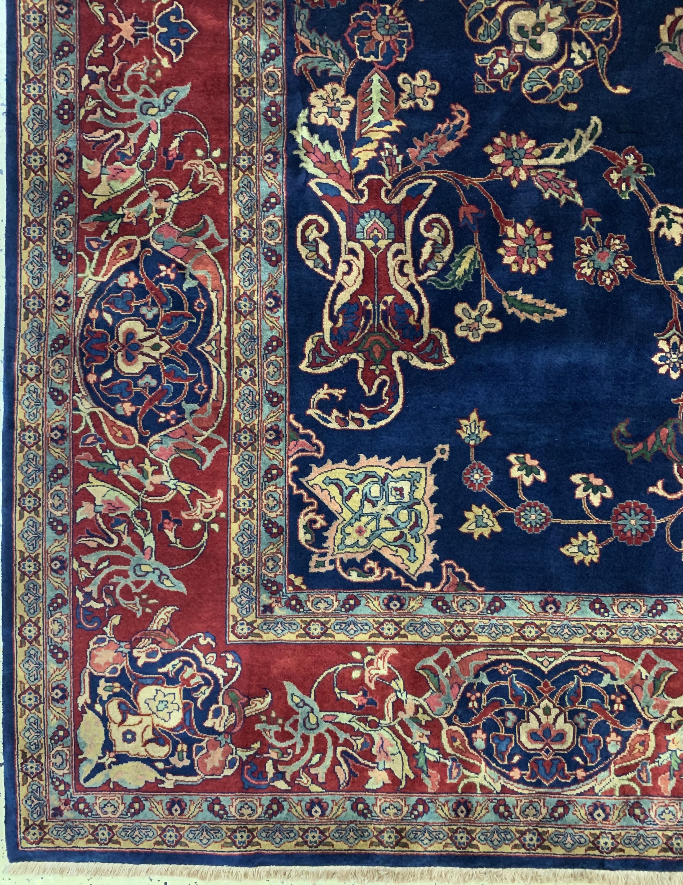Detail b: Sarogh"Mohajeran"Kork fein, Indien, Ende 20.Jhd, Korkwolle, ca. 360 x 250 cm, EHZ: 1-2 (nahezu Neuwertig).