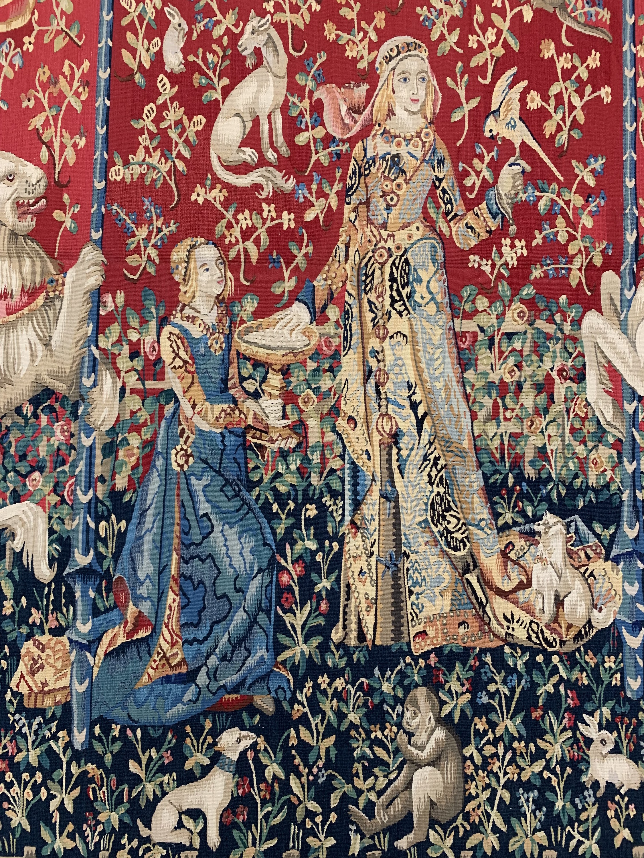 Detail b: Tapesserie alt, Belgien, Anfang 20.Jhd, Wolle auf Baumwolle, ca. 220 x 190 cm, EHZ: 1 (nahezu Neuwertig).