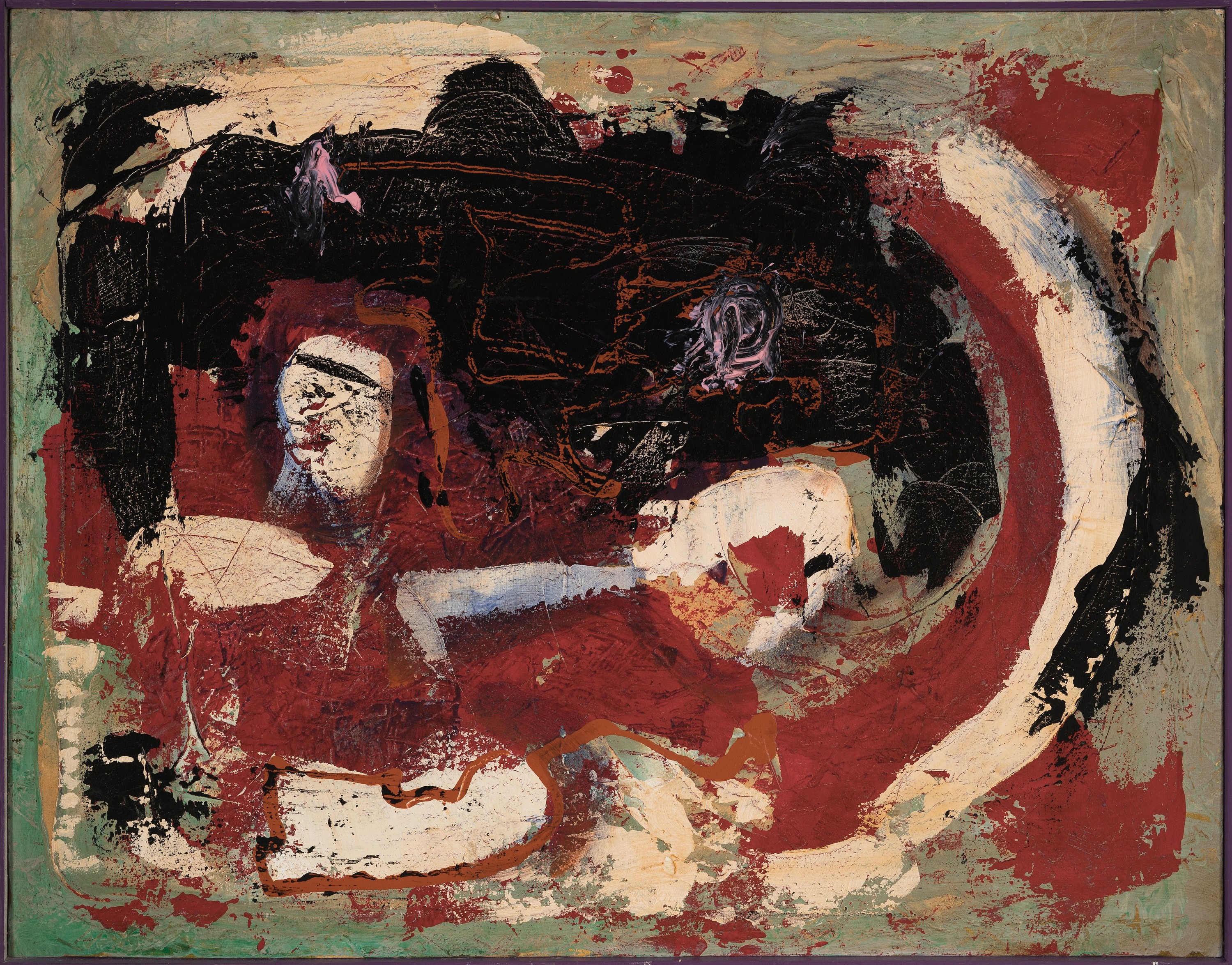 Detail k: Rudi Baerwind, 1910-1982 Mannheim, Profilporträt, Öl/Lwd, rechts unten signiert, ca. 90x70cm