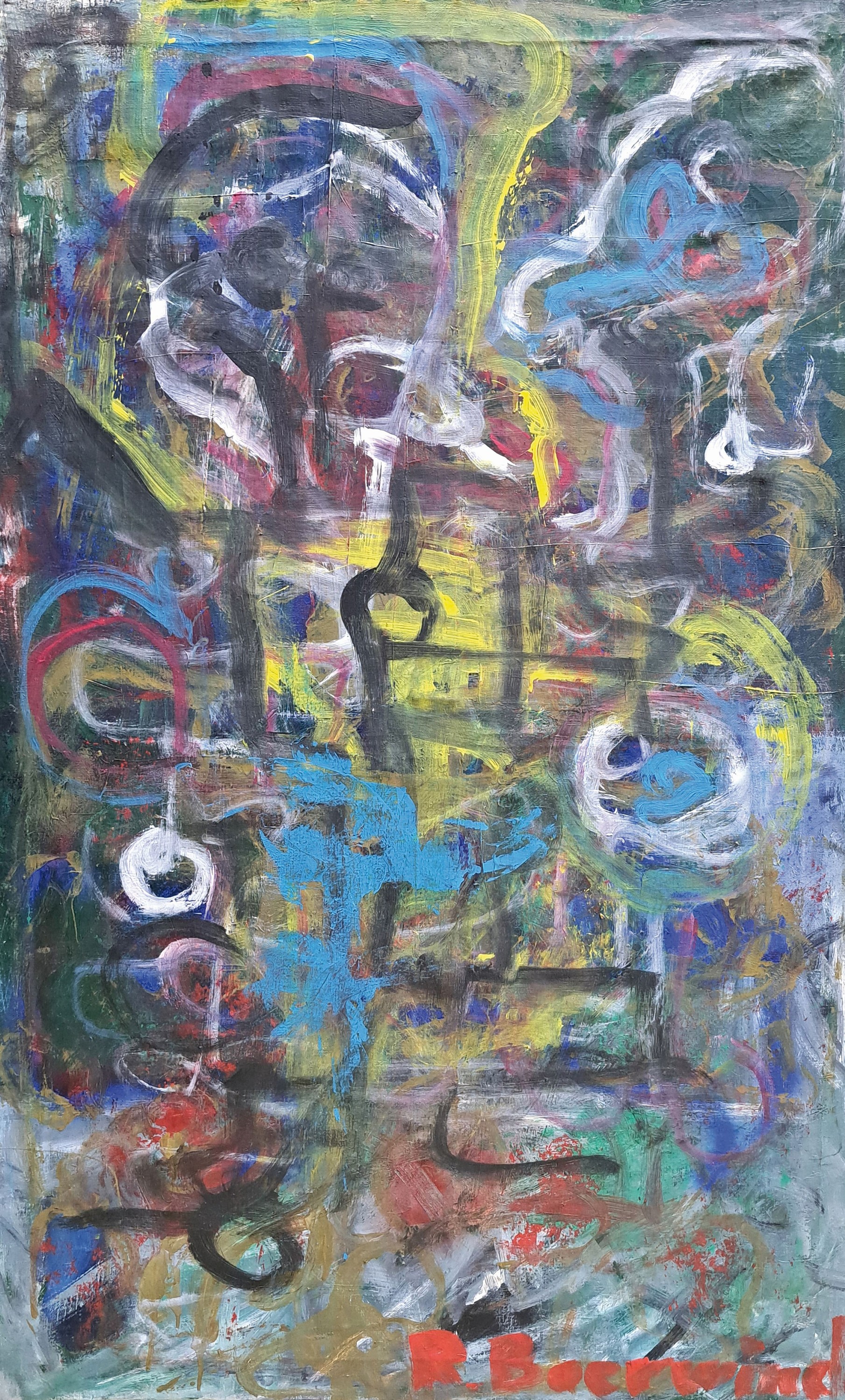 Detail k: Rudi Baerwind, 1910-1982 Mannheim, Abstrakte Komposition, Paar, Öl/Lwd, rechts unten sign., ca. 140x89cm