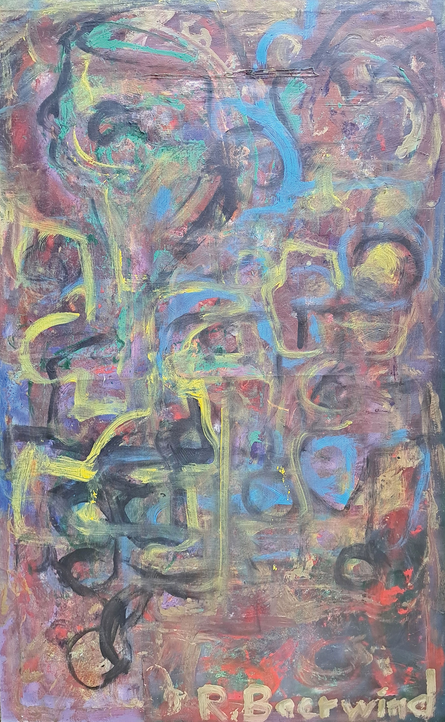 Detail k: Rudi Baerwind, 1910-1982 Mannheim, Abstrakte Komposition, Öl/Lwd, rechts unten sign., ca. 140x90cm