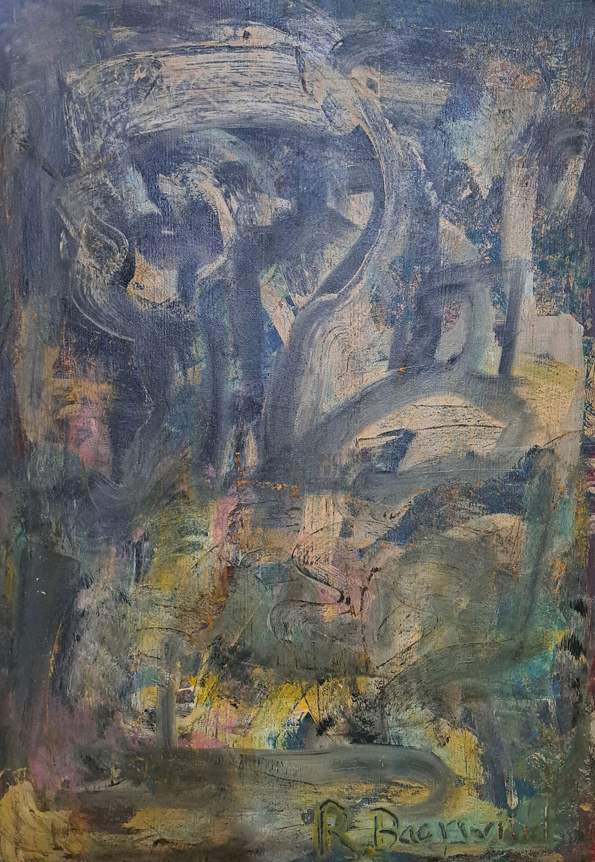 Detail k: Rudi Baerwind, 1910-1982 Mannheim, Abstrakte Komposition, Öl/Lwd, rechts unten sign., ca. 120x85cm