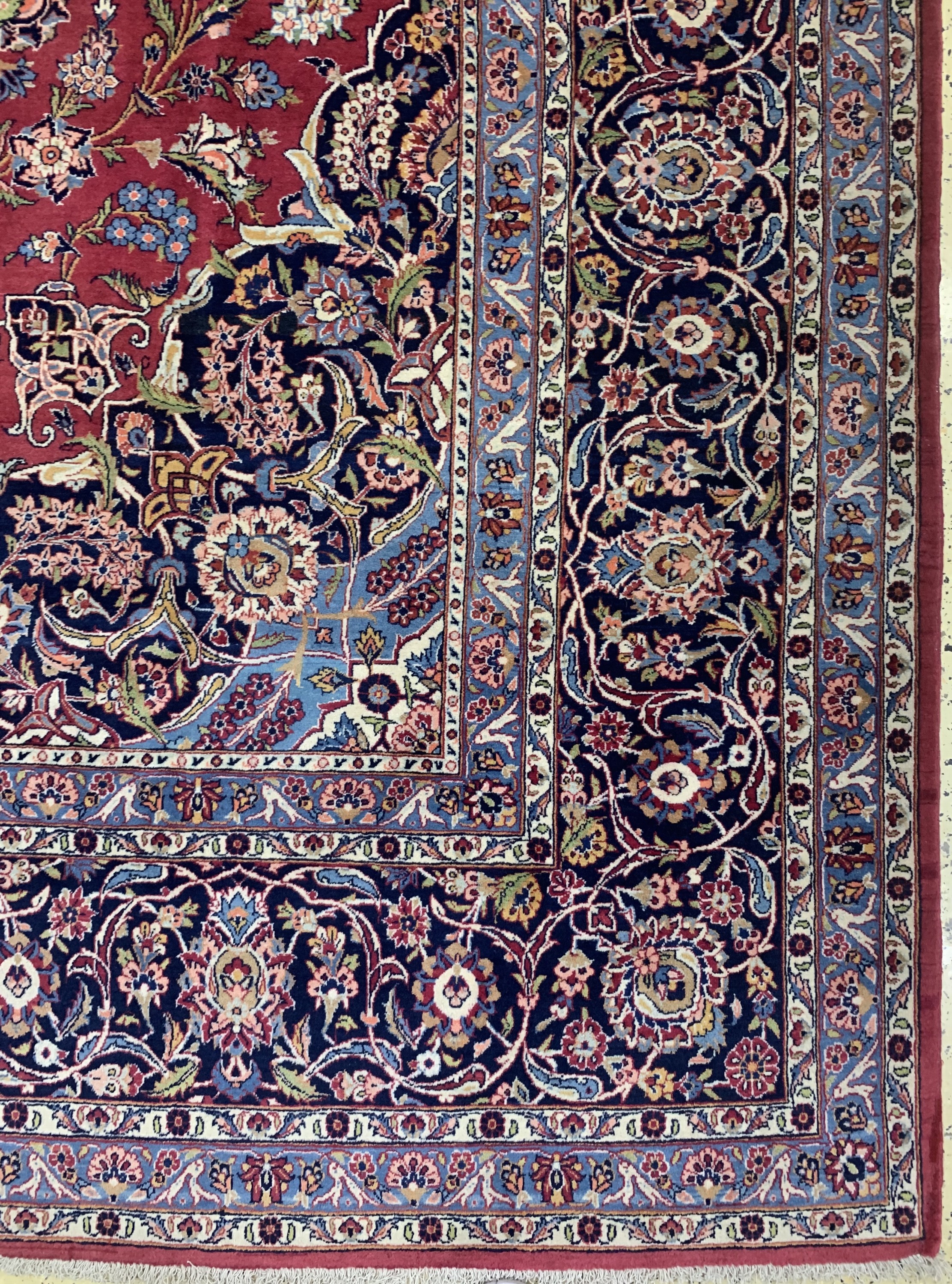 Detail a: Keschan fein alt, Persien, Mitte 20.Jhd, Wolle auf Baumwolle, ca. 461 x 330 cm, EHZ: 1-2(nahezu Neuwertig).