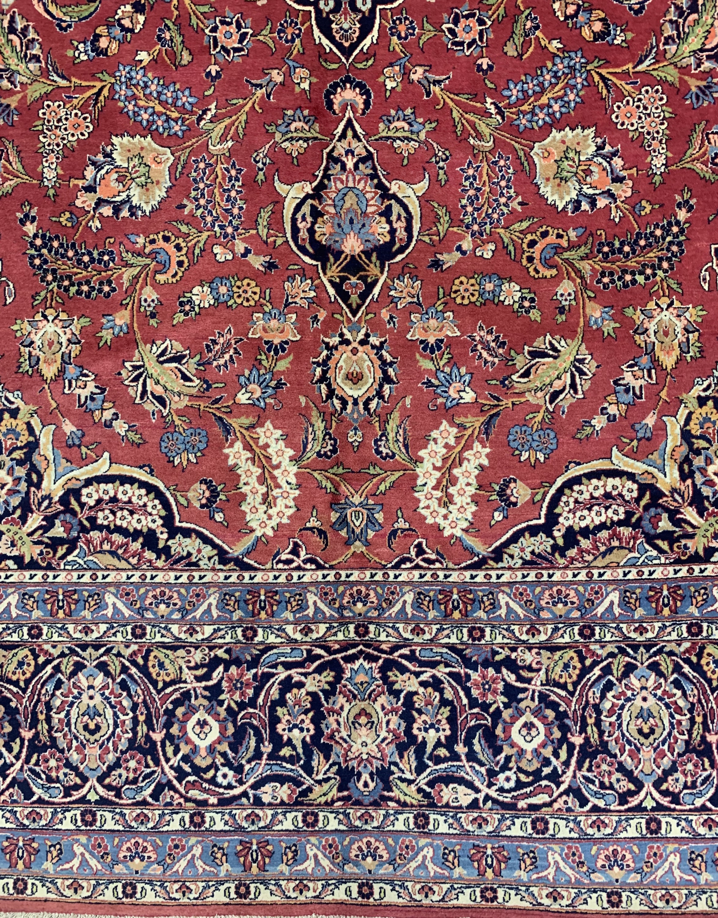 Detail b: Keschan fein alt, Persien, Mitte 20.Jhd, Wolle auf Baumwolle, ca. 461 x 330 cm, EHZ: 1-2(nahezu Neuwertig).