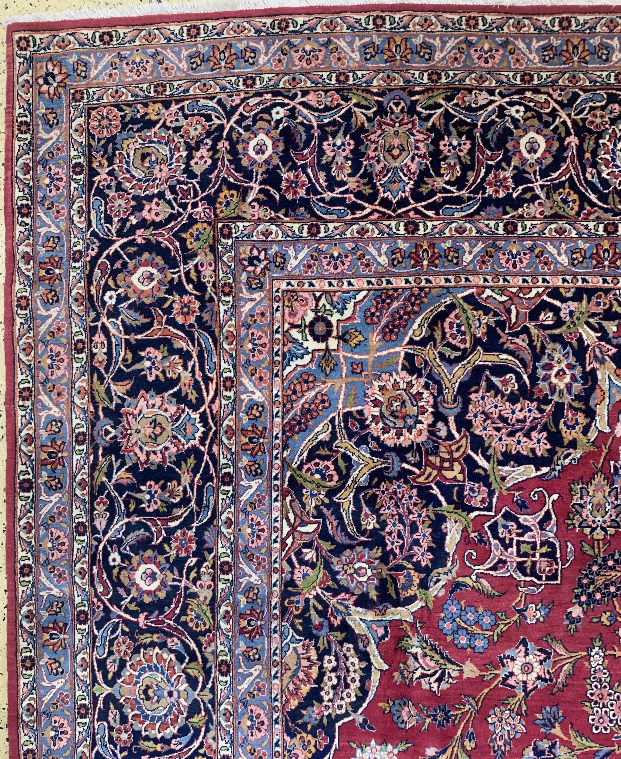 Detail e: Keschan fein alt, Persien, Mitte 20.Jhd, Wolle auf Baumwolle, ca. 461 x 330 cm, EHZ: 1-2(nahezu Neuwertig).
