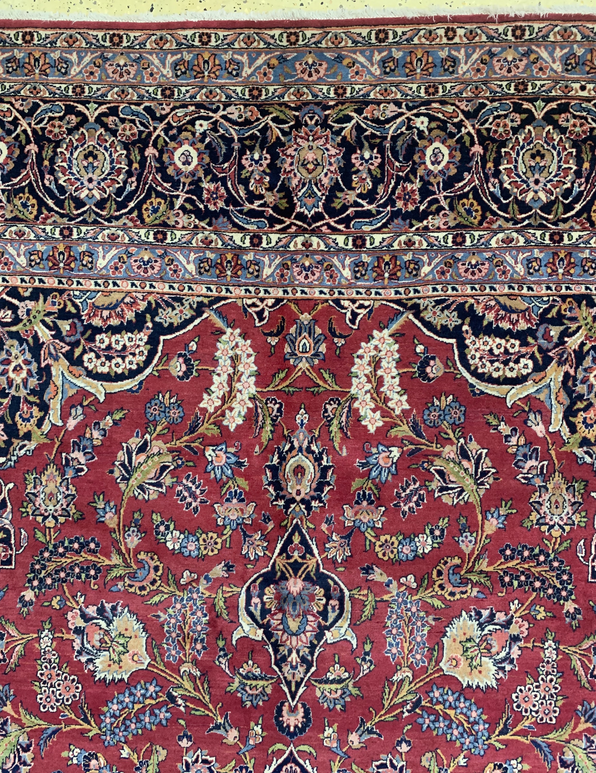 Detail f: Keschan fein alt, Persien, Mitte 20.Jhd, Wolle auf Baumwolle, ca. 461 x 330 cm, EHZ: 1-2(nahezu Neuwertig).
