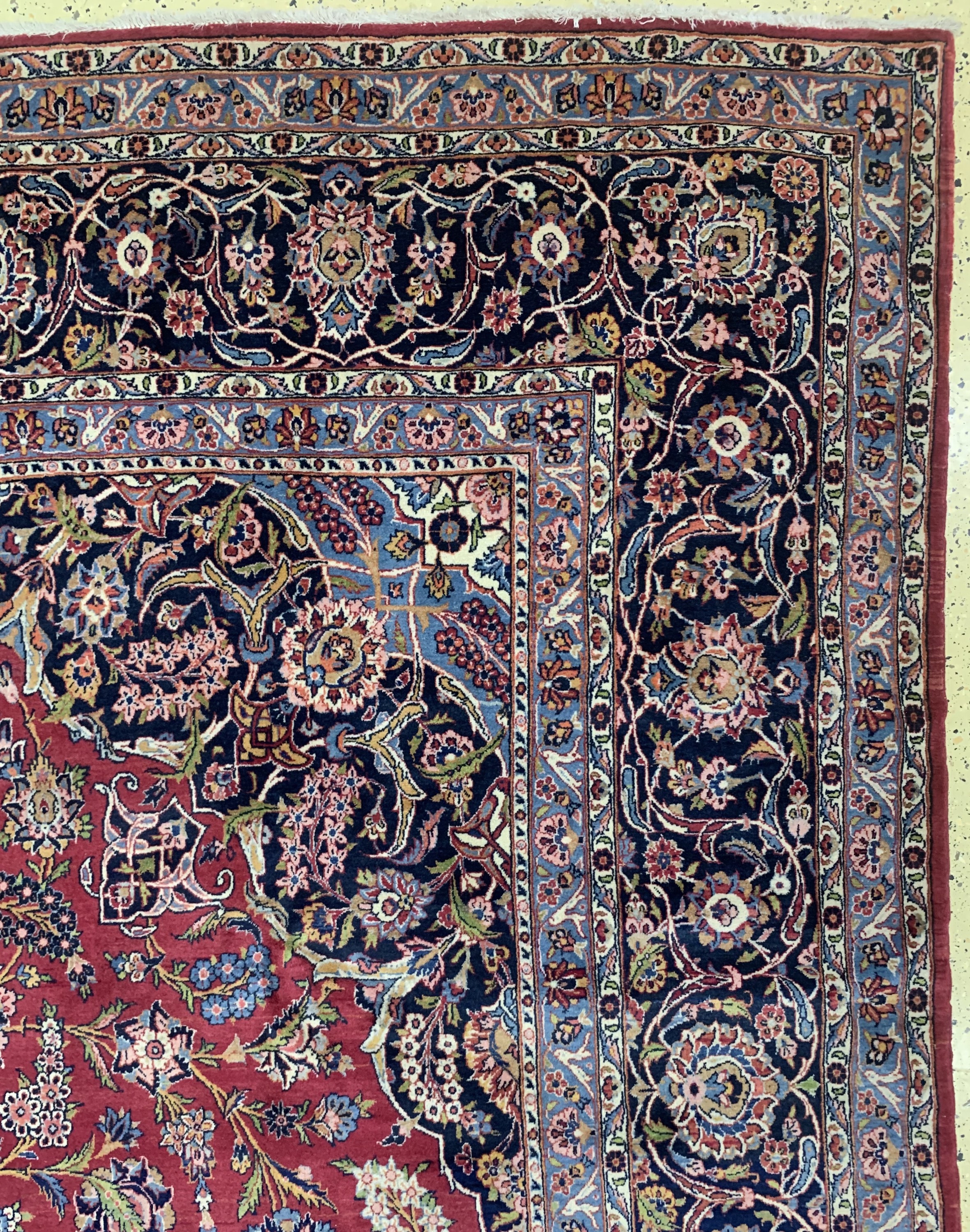 Detail g: Keschan fein alt, Persien, Mitte 20.Jhd, Wolle auf Baumwolle, ca. 461 x 330 cm, EHZ: 1-2(nahezu Neuwertig).
