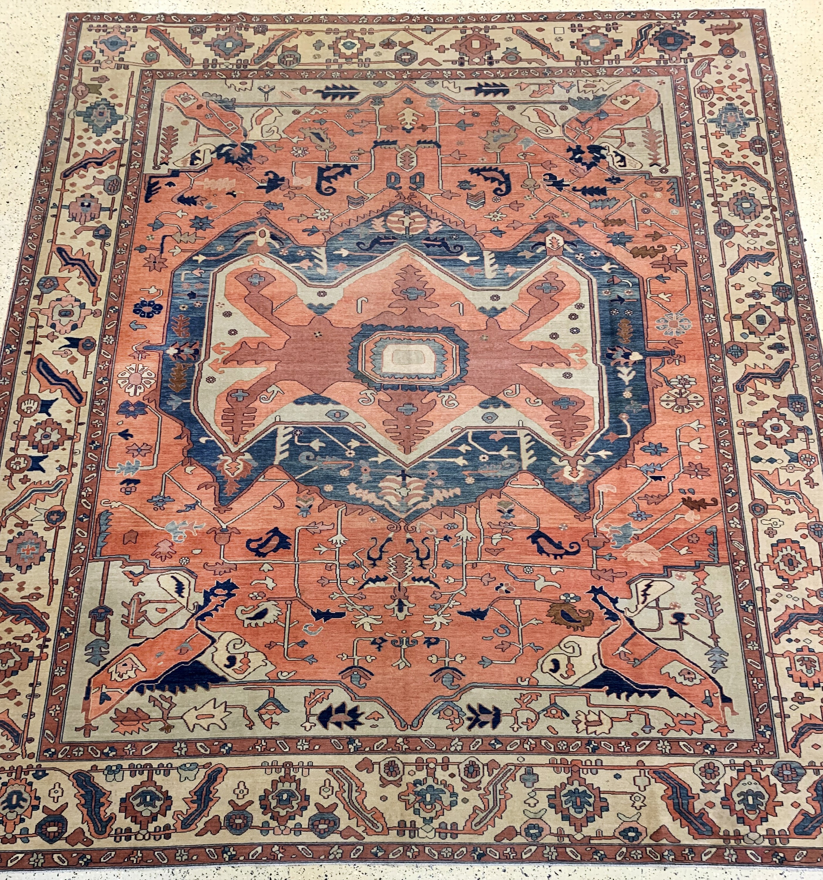 Azerbaijan, Persien, Mitte 20.Jhd, Wolle auf Baumwolle, ca. 410 x 362 cm, EHZ: 2(gleichmäßig Dünn)