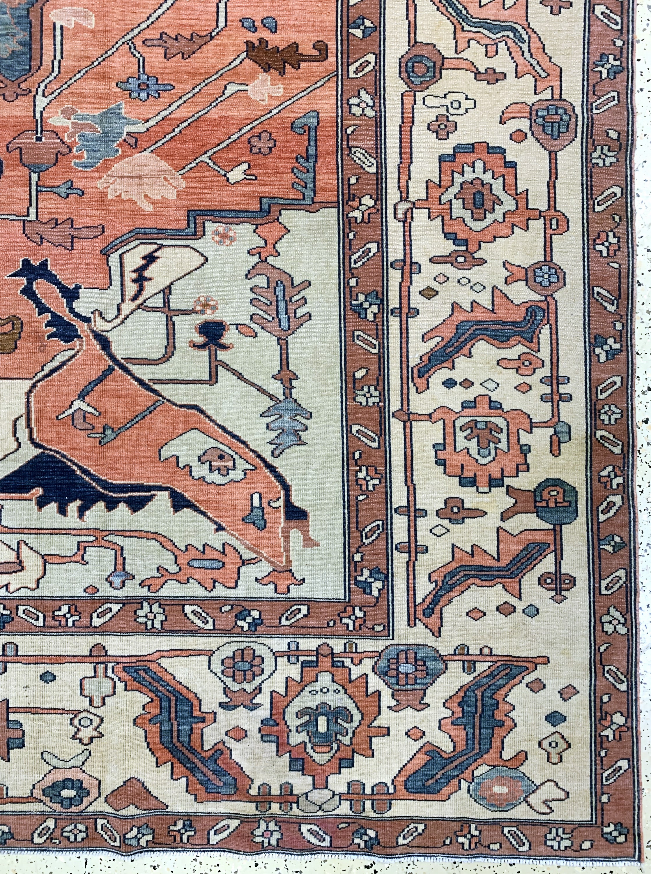 Detail a: Azerbaijan, Persien, Mitte 20.Jhd, Wolle auf Baumwolle, ca. 410 x 362 cm, EHZ: 2(gleichmäßig Dünn)