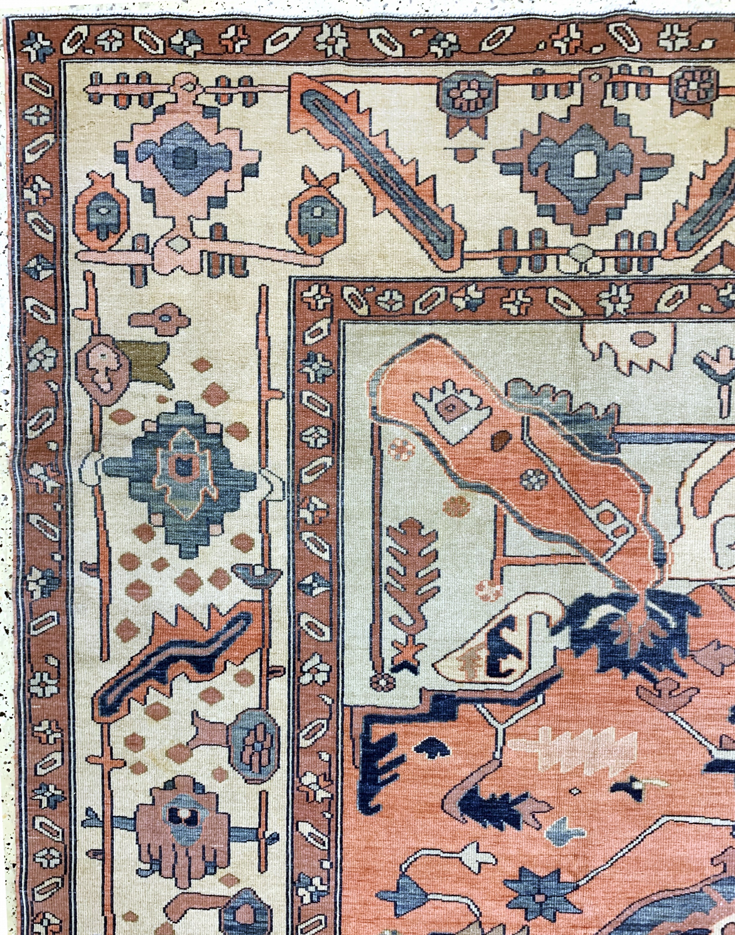 Detail e: Azerbaijan, Persien, Mitte 20.Jhd, Wolle auf Baumwolle, ca. 410 x 362 cm, EHZ: 2(gleichmäßig Dünn)