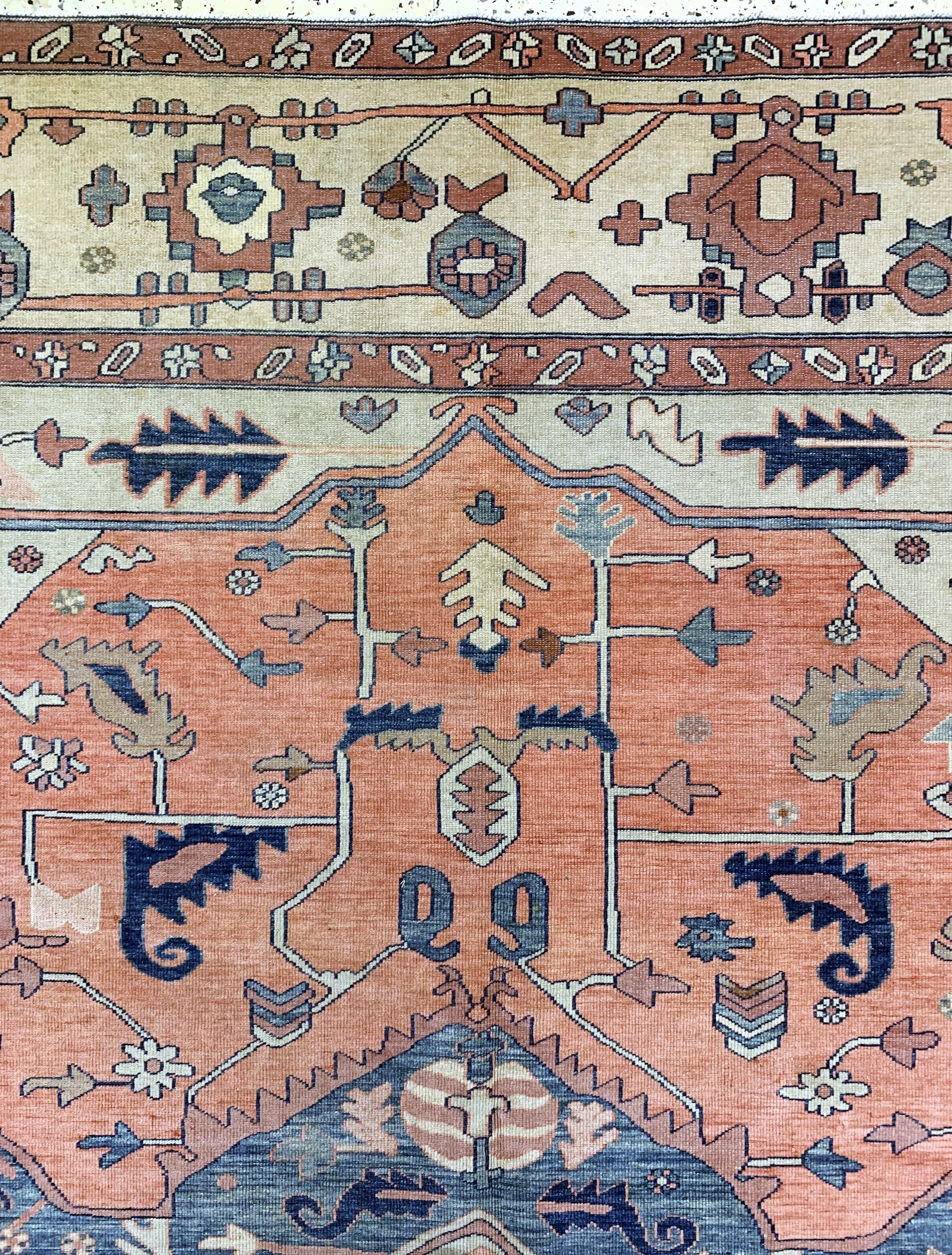 Detail f: Azerbaijan, Persien, Mitte 20.Jhd, Wolle auf Baumwolle, ca. 410 x 362 cm, EHZ: 2(gleichmäßig Dünn)
