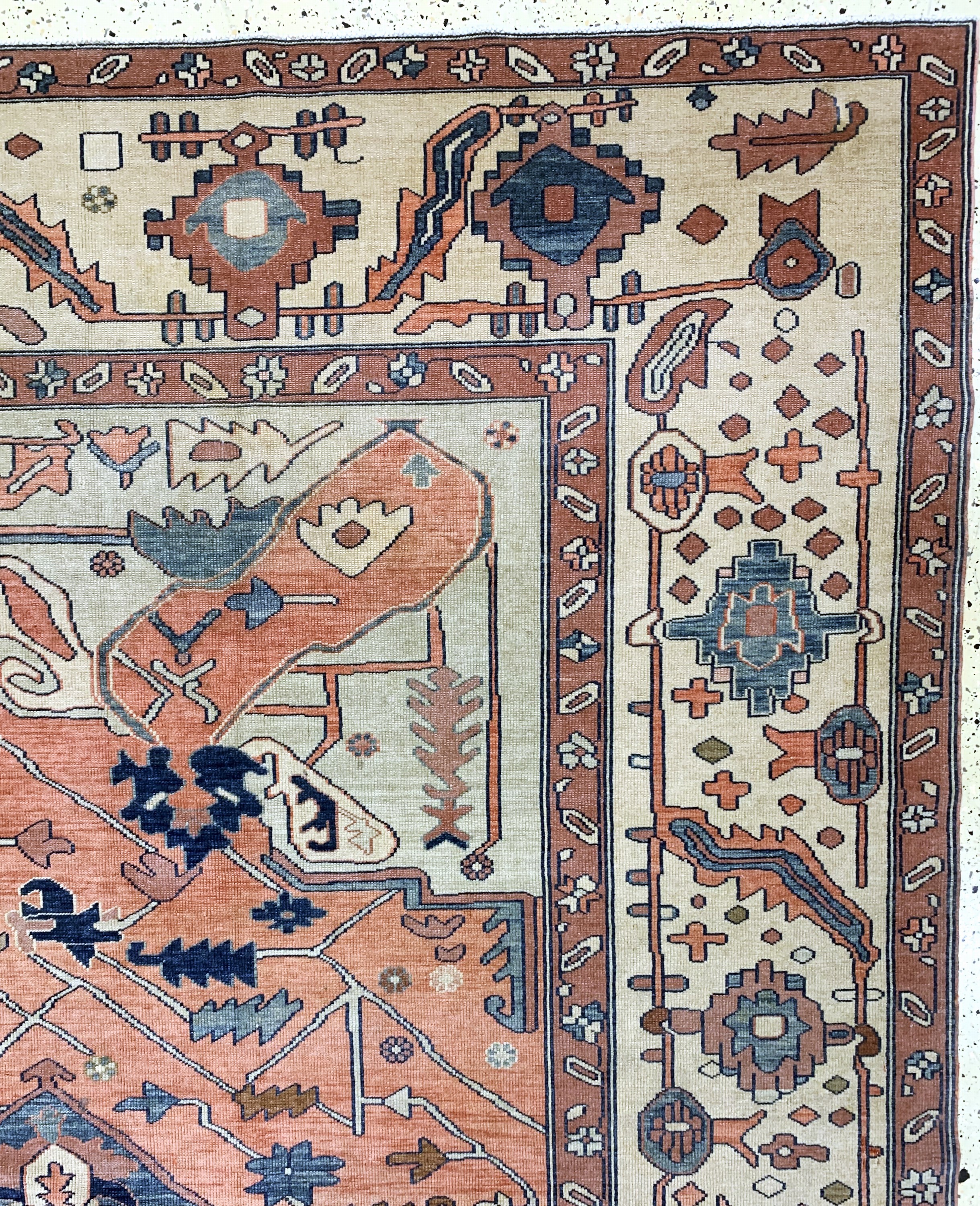 Detail g: Azerbaijan, Persien, Mitte 20.Jhd, Wolle auf Baumwolle, ca. 410 x 362 cm, EHZ: 2(gleichmäßig Dünn)