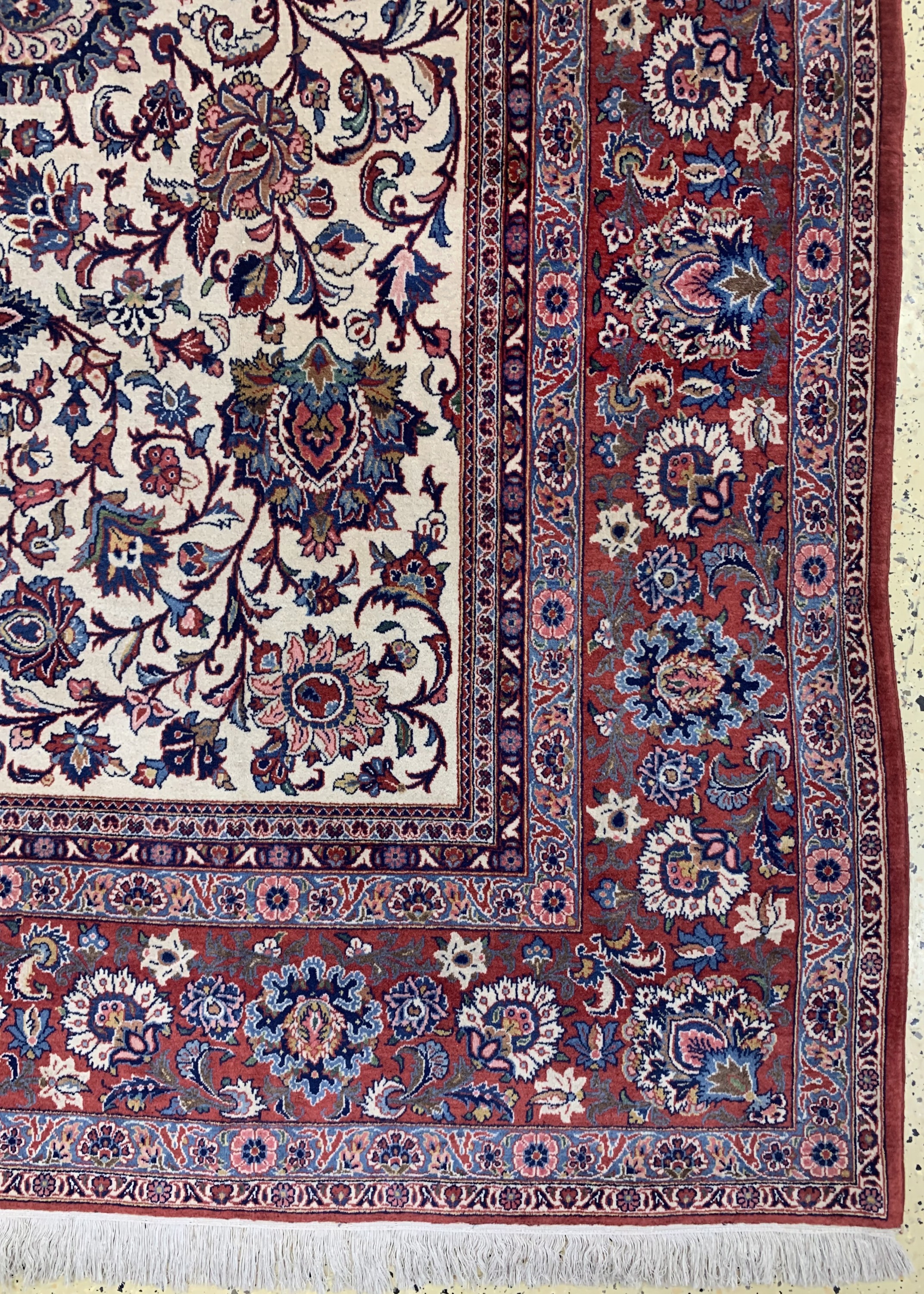 Detail a: Keschan fein alt, Persien, Anfang 20.Jhd, Wolle auf Baumwolle, ca. 445 x 313 cm, EHZ: 1-2(nahezu Neuwertig).
