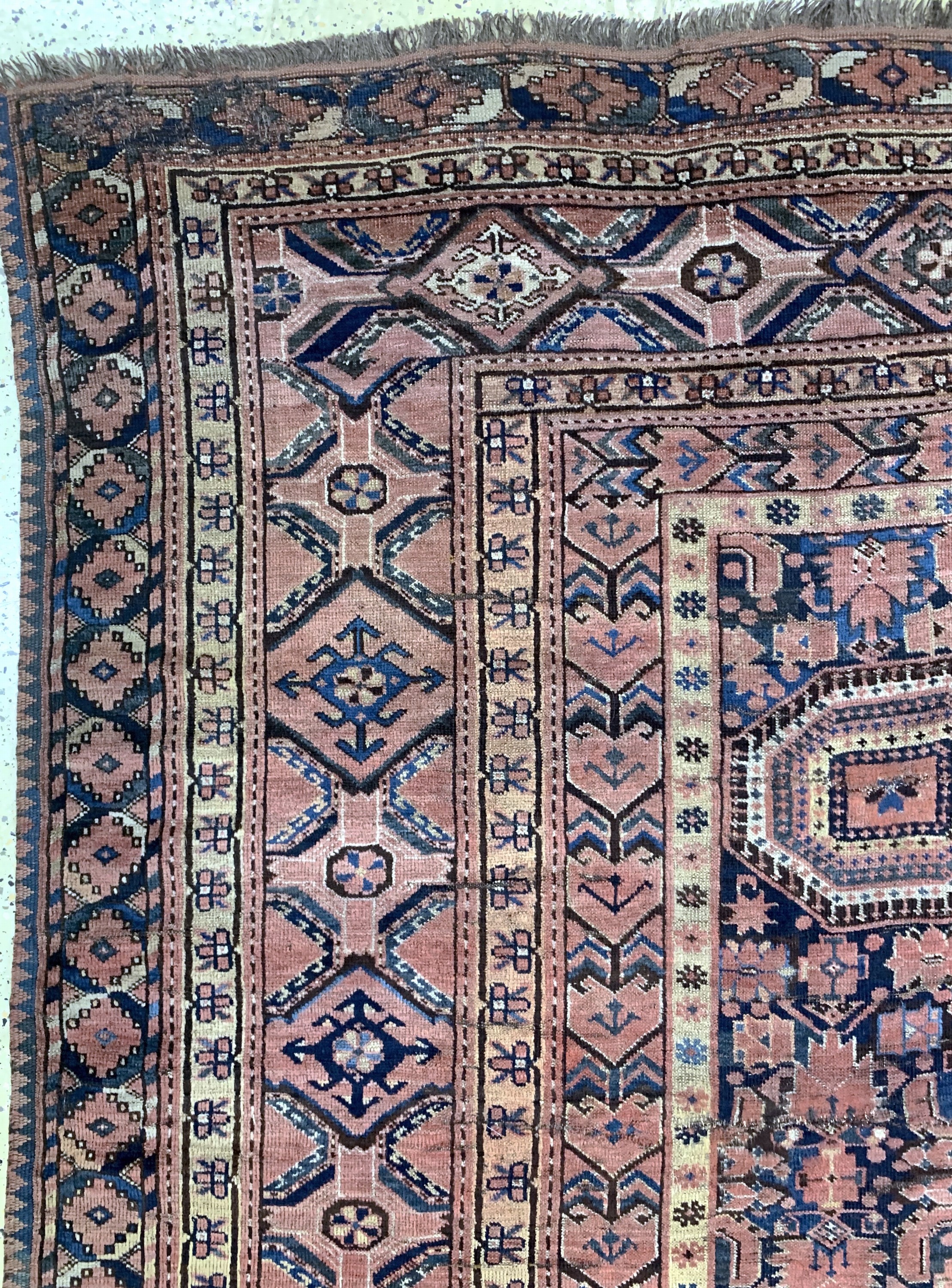 Detail g: Beschir"Kelley"antik, Turkmenistan, 19.Jhd,Wolle auf Wolle, ca. 500 x 255 cm, EHZ: 3, (mehrere restaurierungen)
