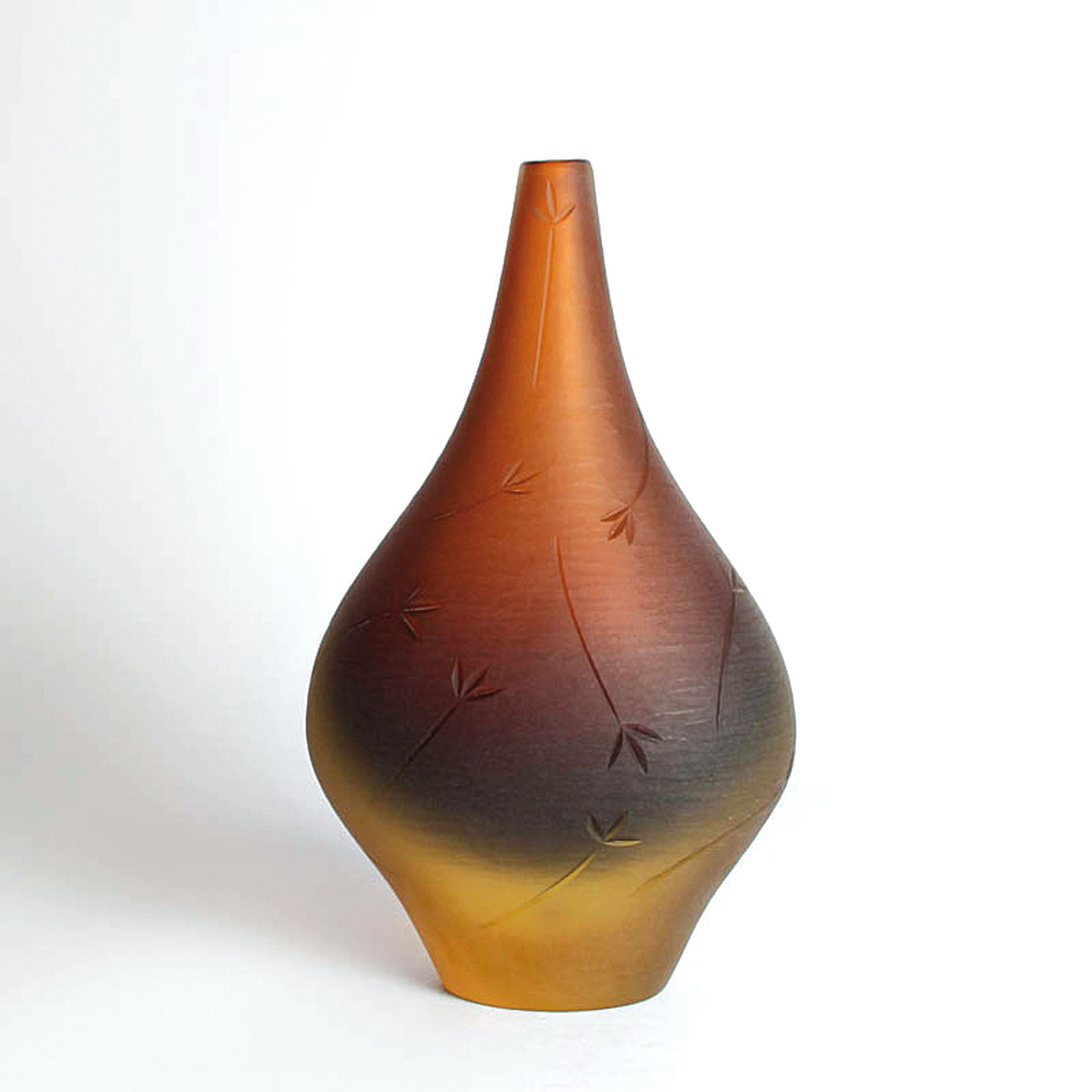 Ziervase, Flavio Poli für Seguso Vetri D'Arte, Murano, Italien, farbloses Glas, honigfarben Überfangen in Sommerso-Technik, geschliffener ...