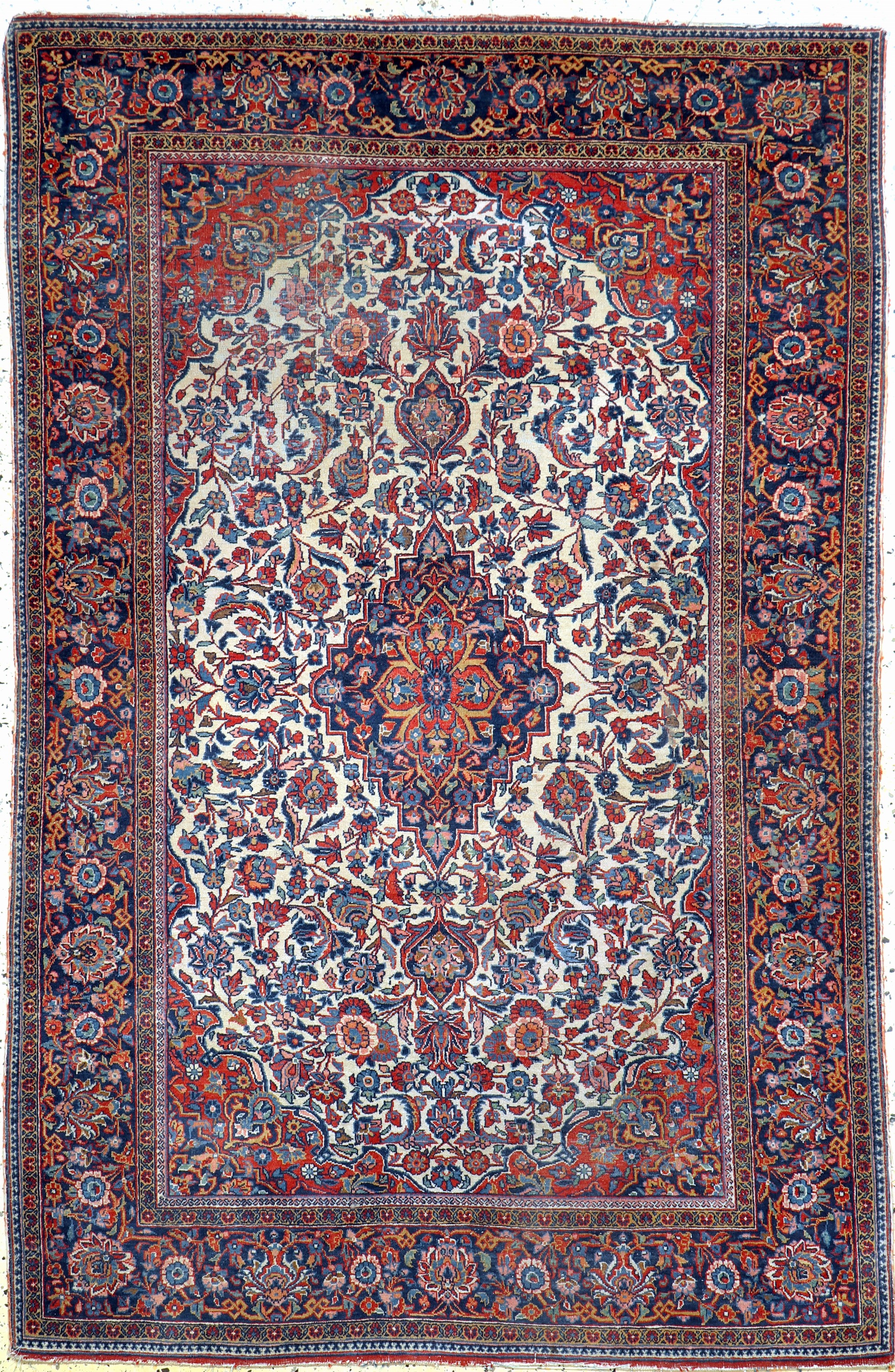Antiker Keschan, Persien, um 1900, Wolle auf Baumwolle, ca. 202 x 132 cm, EHZ: 4(Morsch).