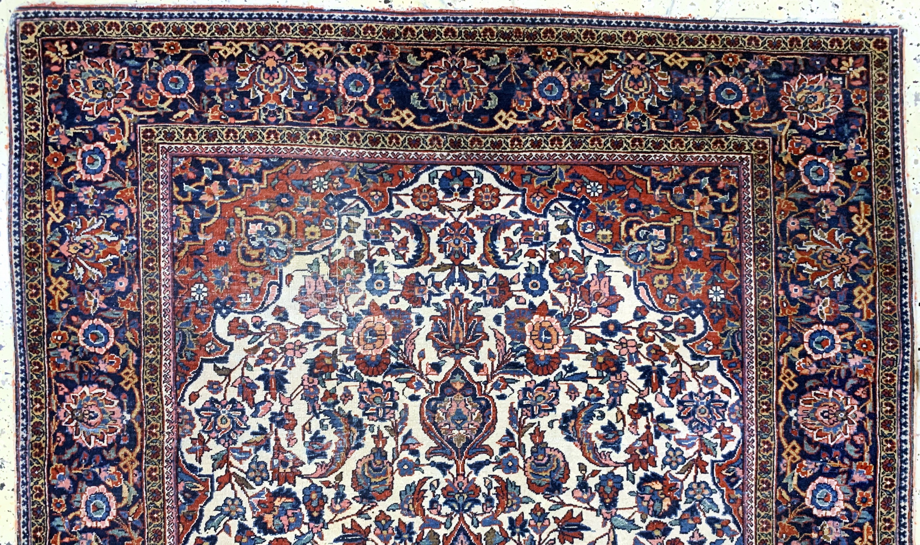Detail a: Antiker Keschan, Persien, um 1900, Wolle auf Baumwolle, ca. 202 x 132 cm, EHZ: 4(Morsch).