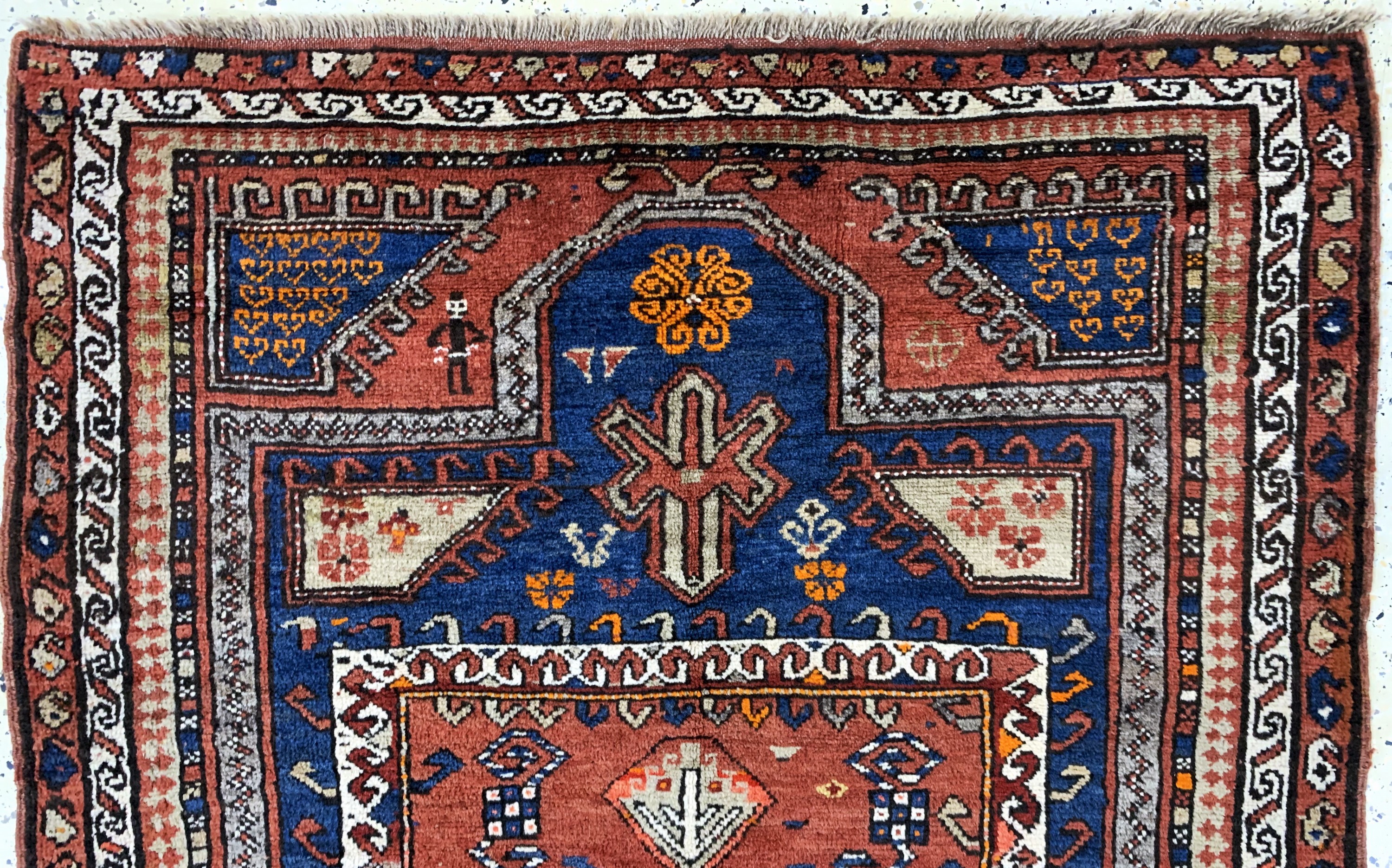Detail a: Antiker"Fachalo"Kazak, Kaukasus, um 1900, Wolle auf Wolle, ca. 185 x 130 cm, verkürzt, EHZ: 2(restauriert).
