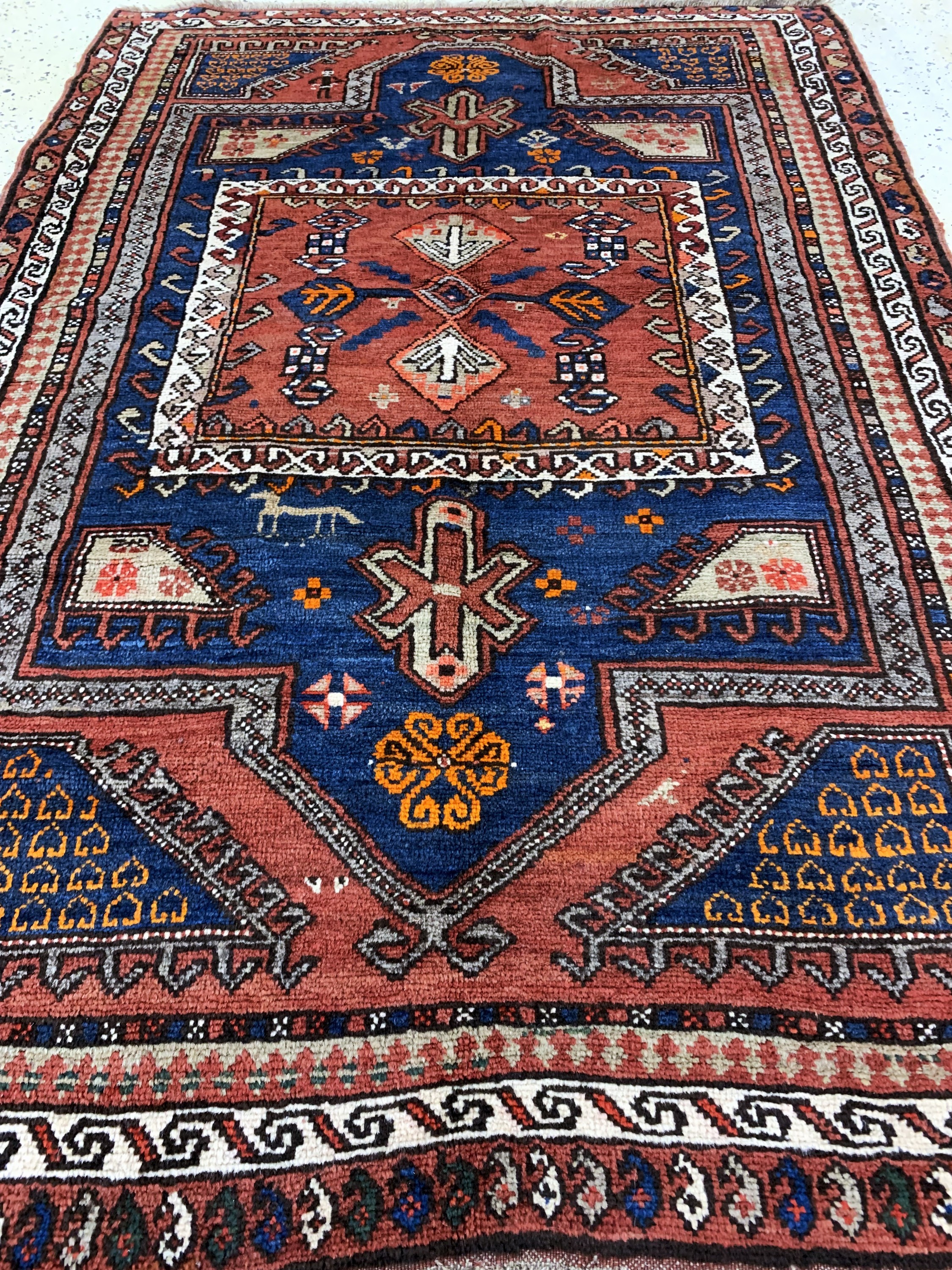 Detail d: Antiker"Fachalo"Kazak, Kaukasus, um 1900, Wolle auf Wolle, ca. 185 x 130 cm, verkürzt, EHZ: 2(restauriert).