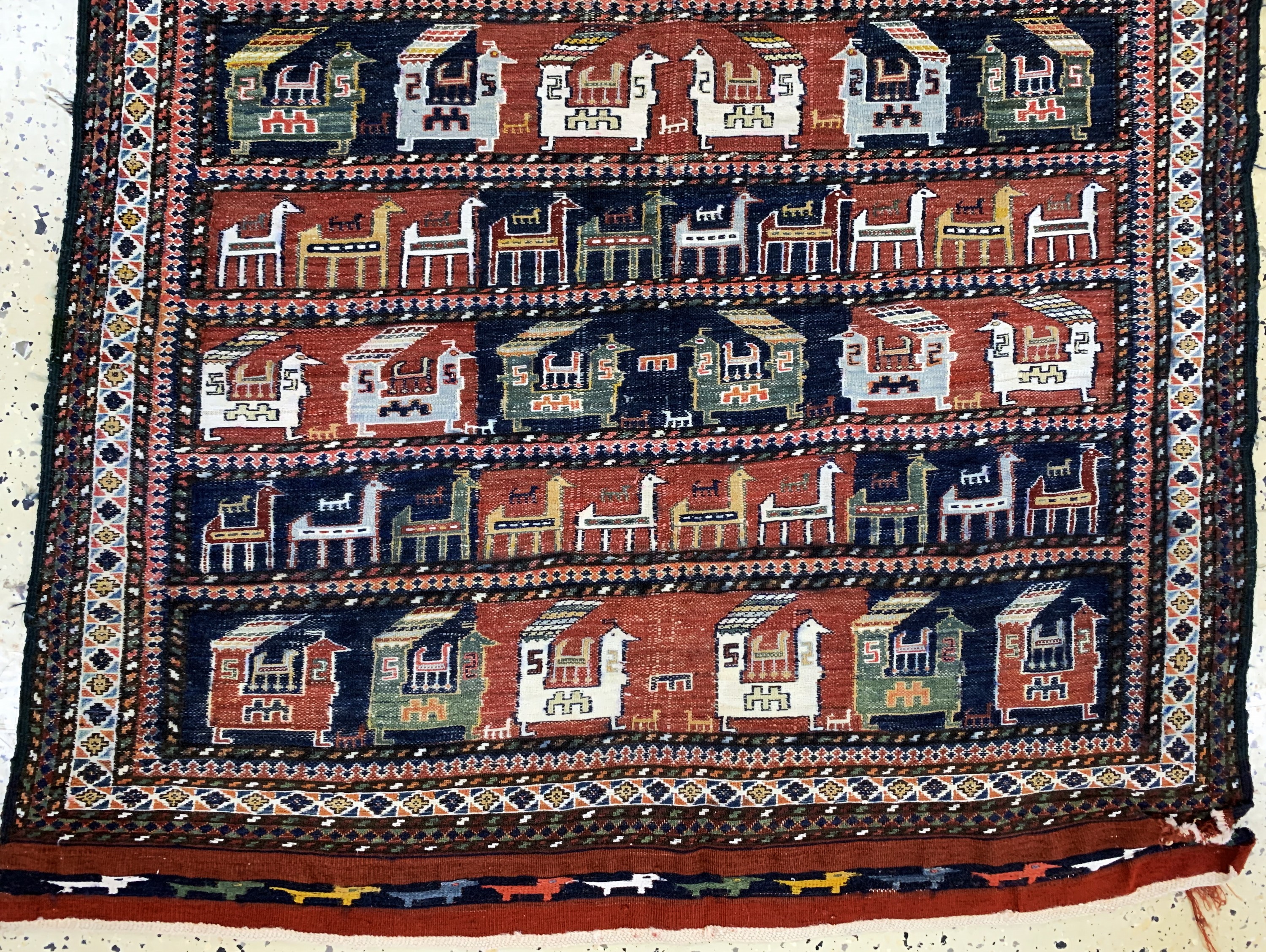 Detail a: Sumakh"Pferdedecke", Persien, Anfang 20.Jhd, Wolle auf Wolle, ca. 145 x 100 cm, verfärbt, EHZ: 2