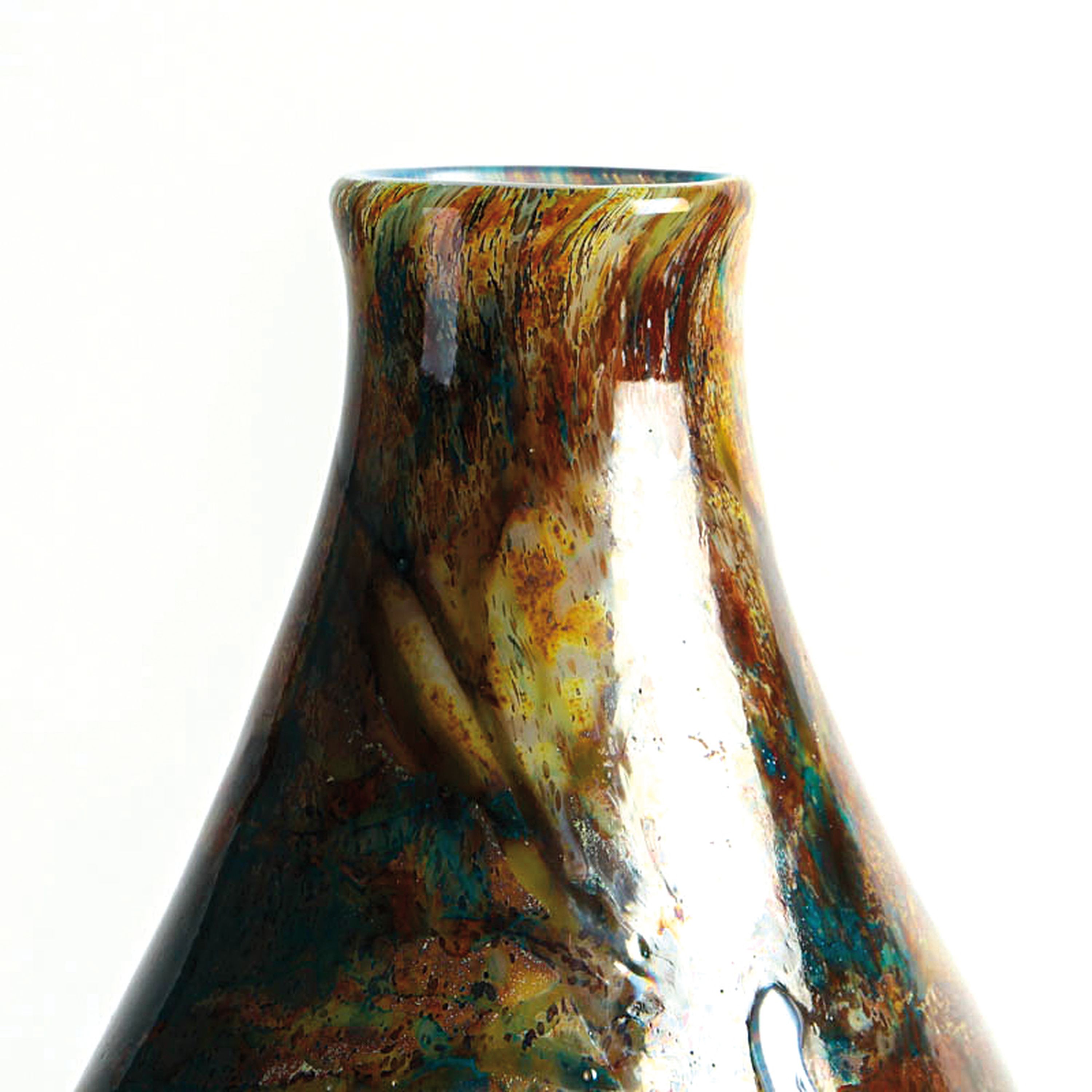 Detail c: Glasvase, Ermanno Nason für Cenedese, Murano, Italien, milchweisses Glas, Überfang mit vielfarbigen Einpuderungen z.T. eingekämmt, milchweisse ...