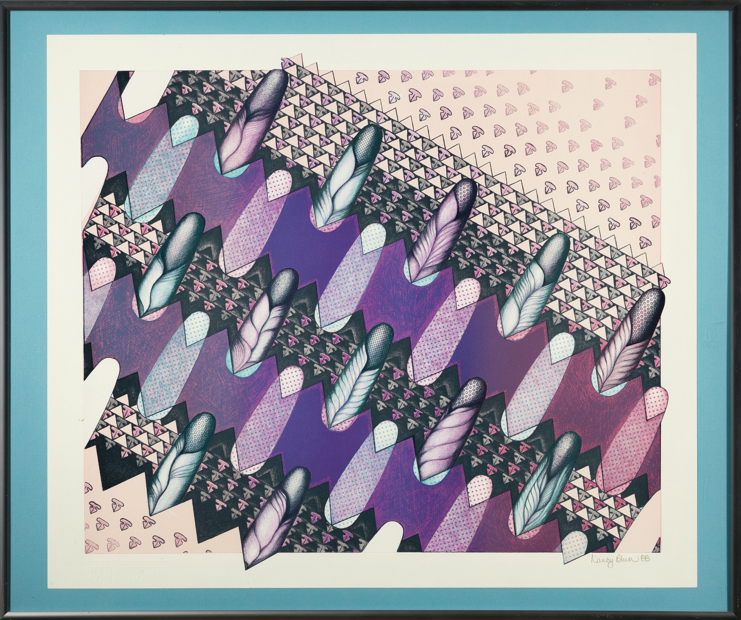 Detail k: Nancy Blum, geb. 1963 USA, Floral pattern field, Farblithographie, sign. und dat. 88, ca. 41x47cm, u.Gl., R. ca. 51x61cm