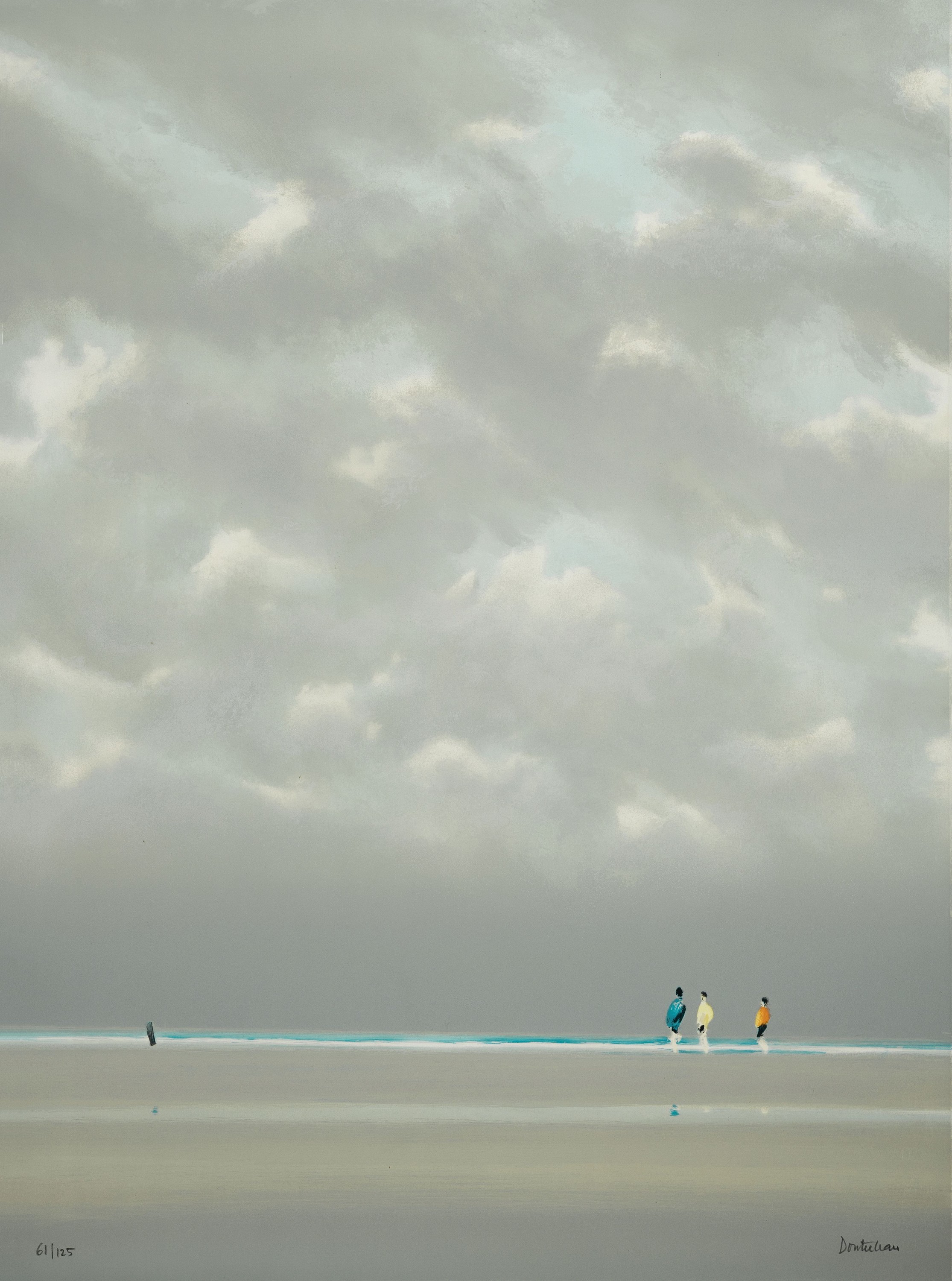 Pierre Doutreleau, geb. 1938 Arles/Frankreich, Promenade sur la plage, Farblithographie, sign. und num. 61/125, ca. 76x56cm, u.Gl., R. ca. 100x70cm