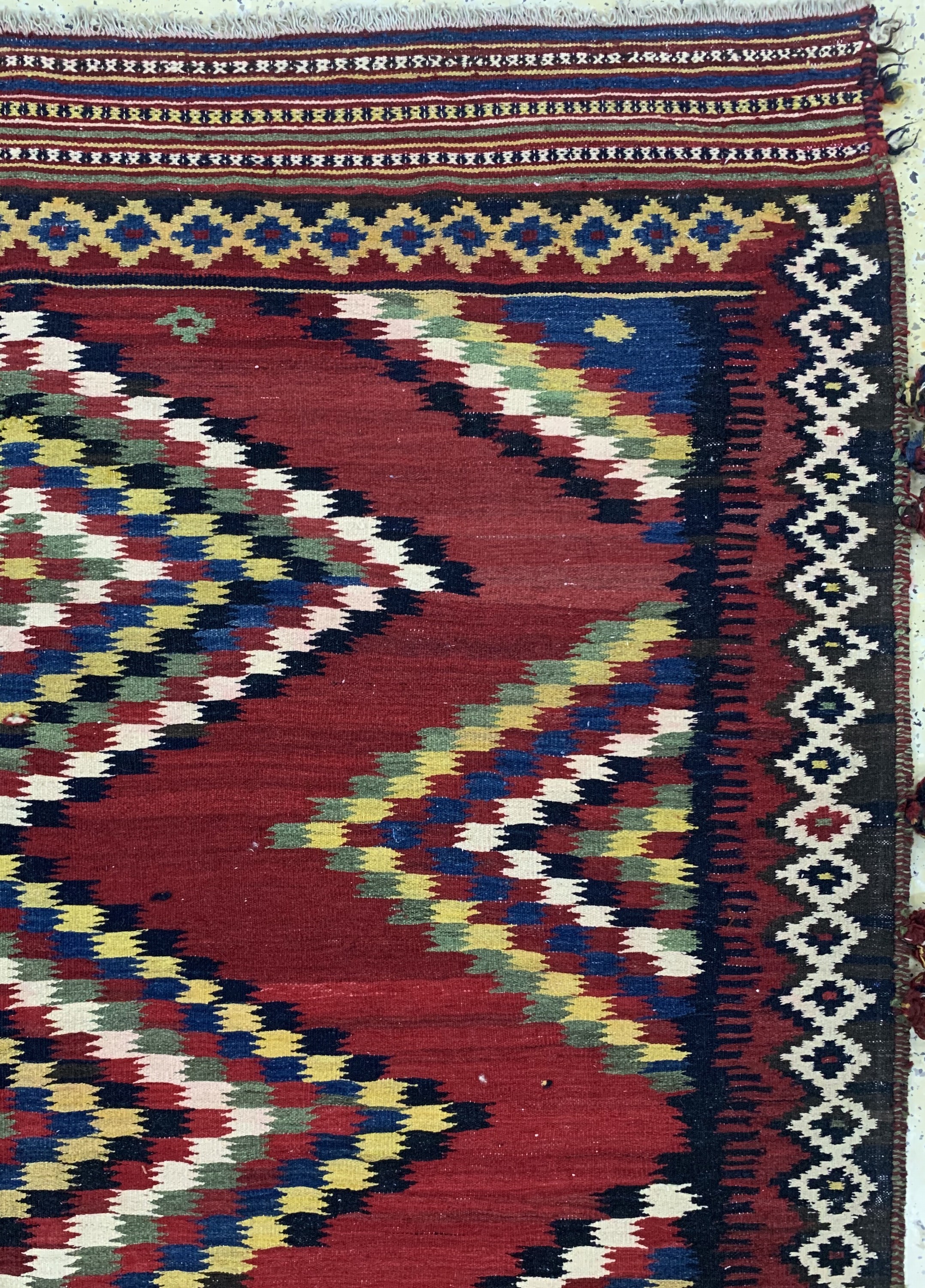 Detail d: Ghaschgai Kelim, Persien, Anfang 20.Jhd, Wolle auf Baumwolle, ca. 290 x 188 cm, EHZ: 2