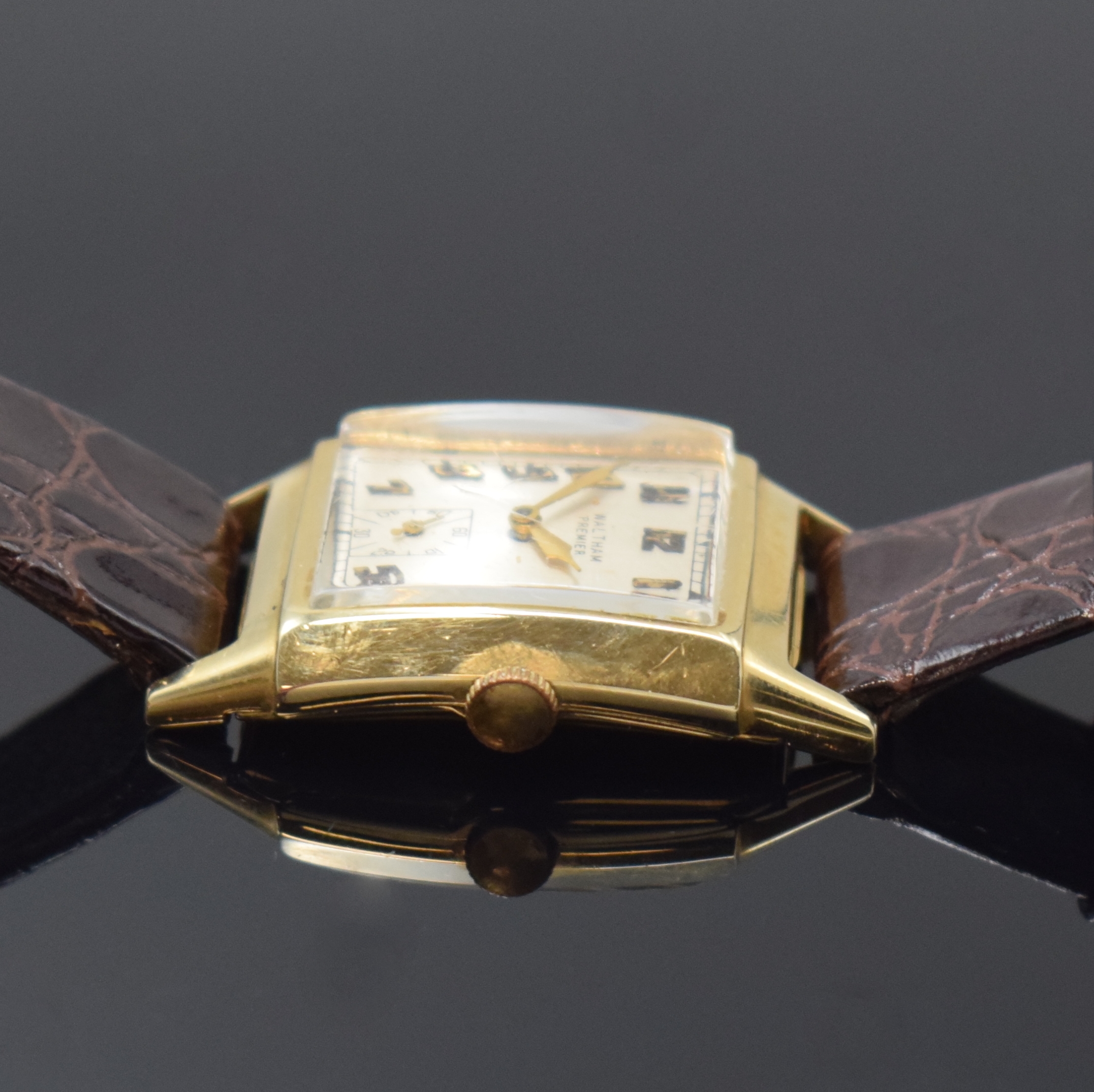 Detail d: CONCORD, WALTHAM und ALPINA 3 Armbanduhren in GG 585/000, Schweiz/USA 1930er Jahre, Handaufzug, Böden gedr. (1x m. Widmung), silb. Zifferblätter ...