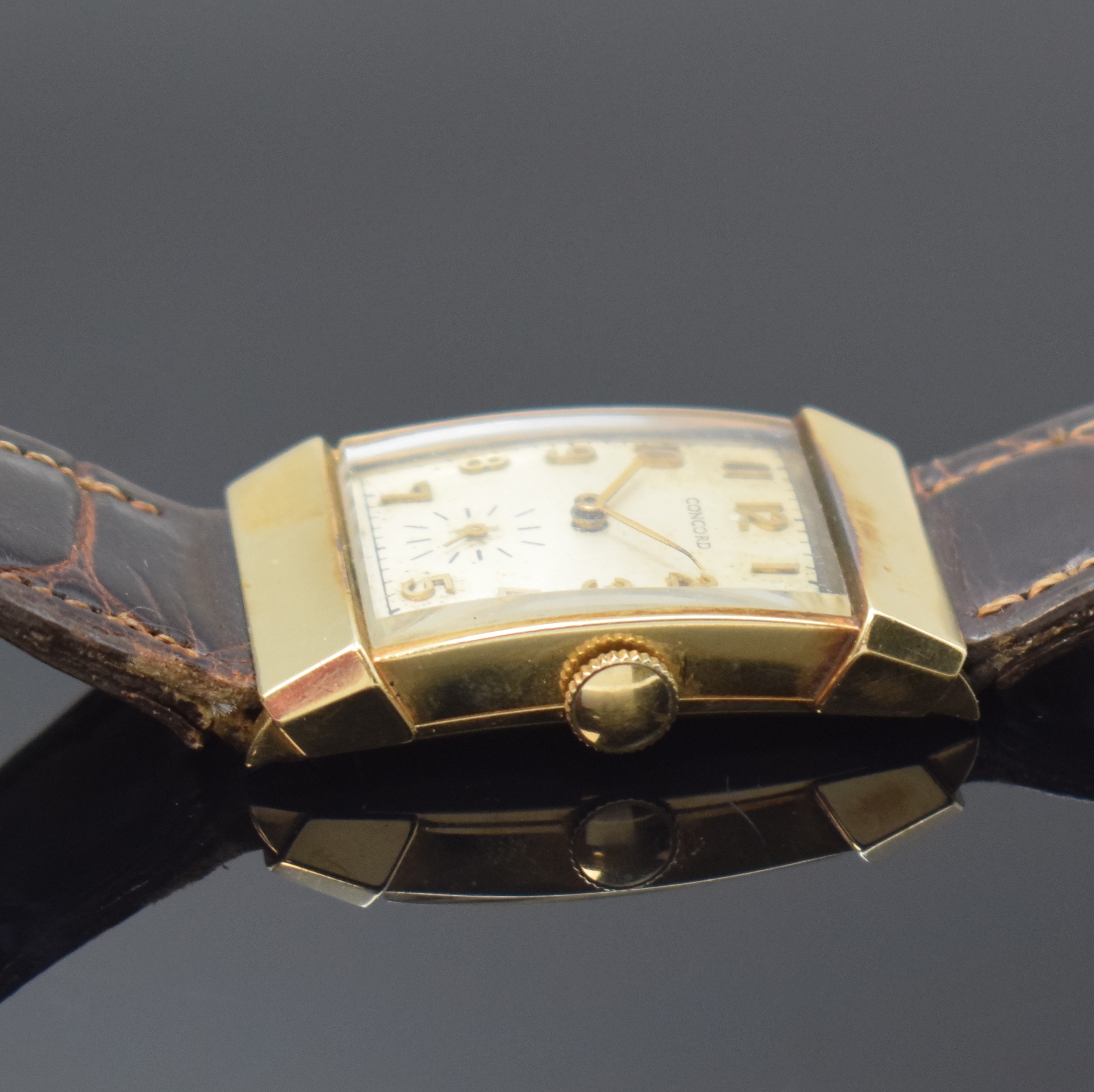 Detail l: CONCORD, WALTHAM und ALPINA 3 Armbanduhren in GG 585/000, Schweiz/USA 1930er Jahre, Handaufzug, Böden gedr. (1x m. Widmung), silb. Zifferblätter ...